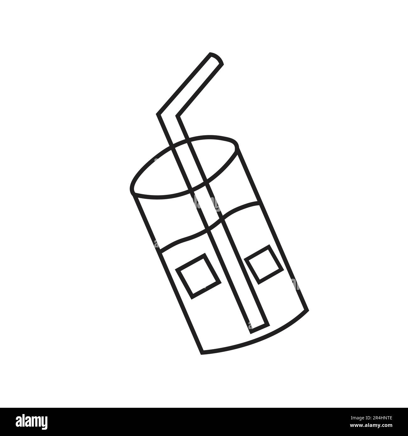 Summer lemonade cold drink with ice bricks. Doodle outline isolated