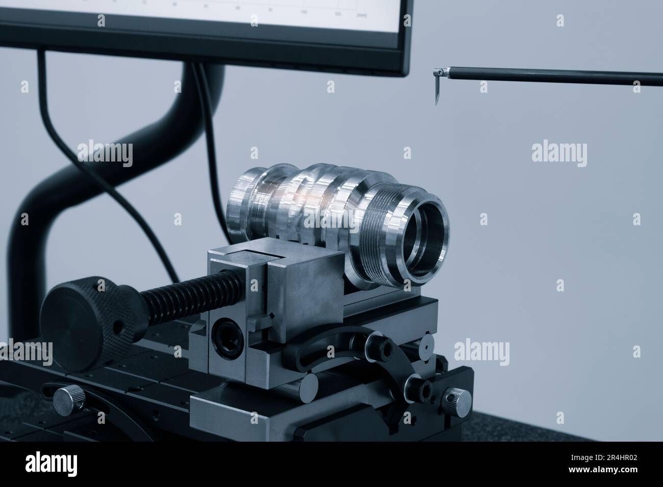 coordinate measuring machine in metal cutting industry. probe measure detail, operator