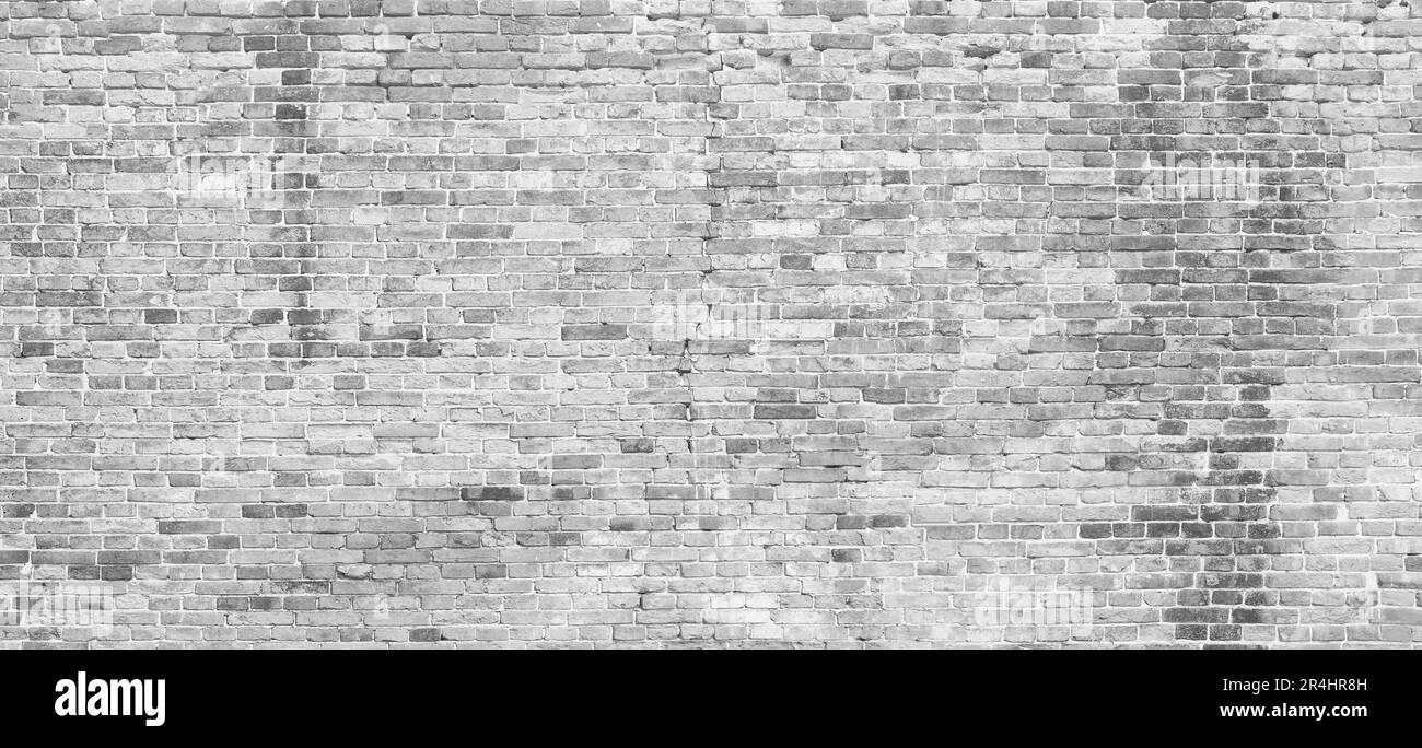Abstract white brick wall texture for pattern background. wide panorama ...