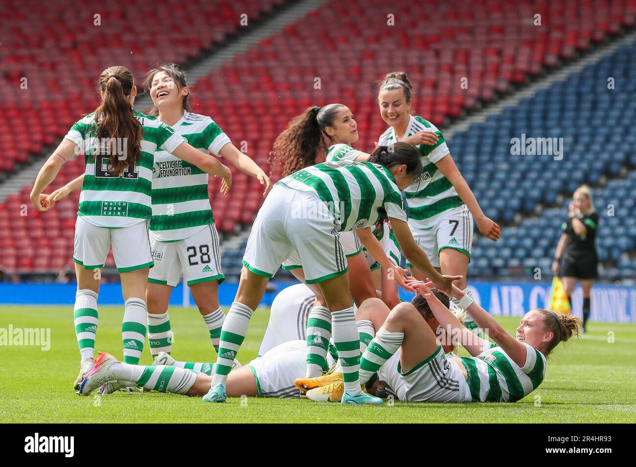 Glasgow, UK. 28th May, 2023. In the final of the Womens Scottish Cup in a game between Celtic and Rangers, Celtic won 2 - 0. The scorers were Natasha Flint, number 26, in 64 minutes and Claire O'Riodan, number 3, in 68 minutes. Credit: Findlay/Alamy Live News Stock Photo