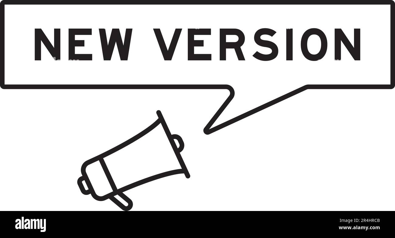 Megaphone icon with speech bubble in word new version on white background Stock Vector