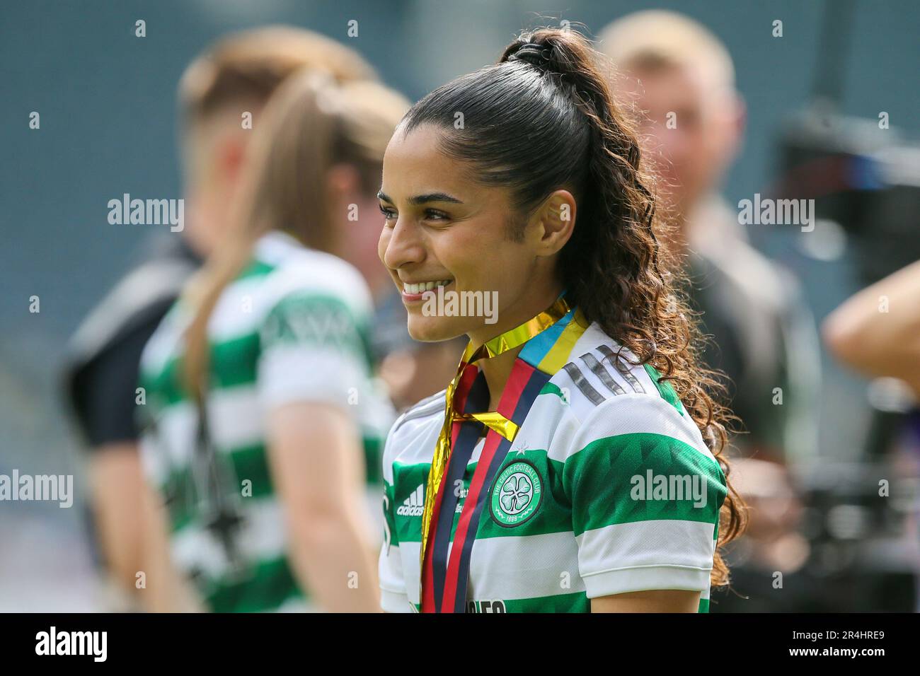 Glasgow, UK. 28th May, 2023. In the final of the Womens Scottish Cup in a game between Celtic and Rangers, Celtic won 2 - 0. The scorers were Natasha Flint, numbr 26, in 64 minutes and Claire O'Riodan, number 3, in 68 minutes. Credit: Findlay/Alamy Live News Stock Photo