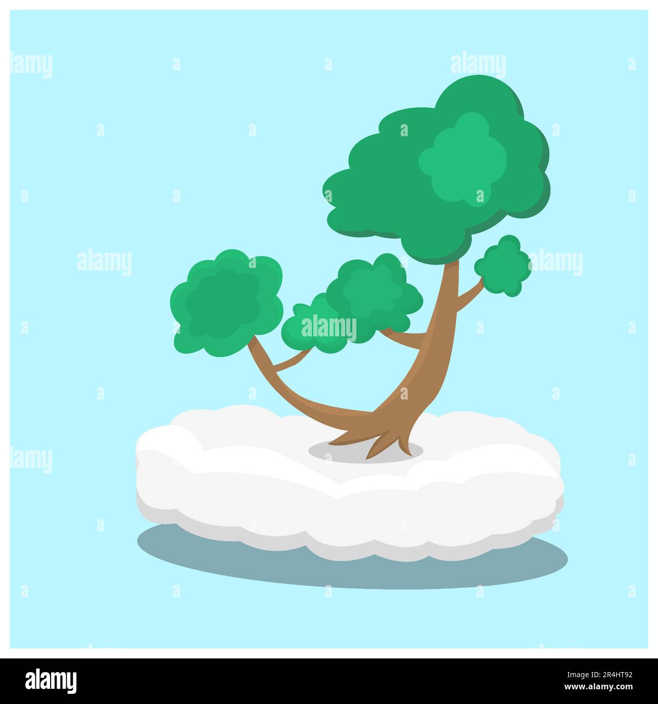 Vector Illustration of icon Wood on Clouds and Blue Color Background ...