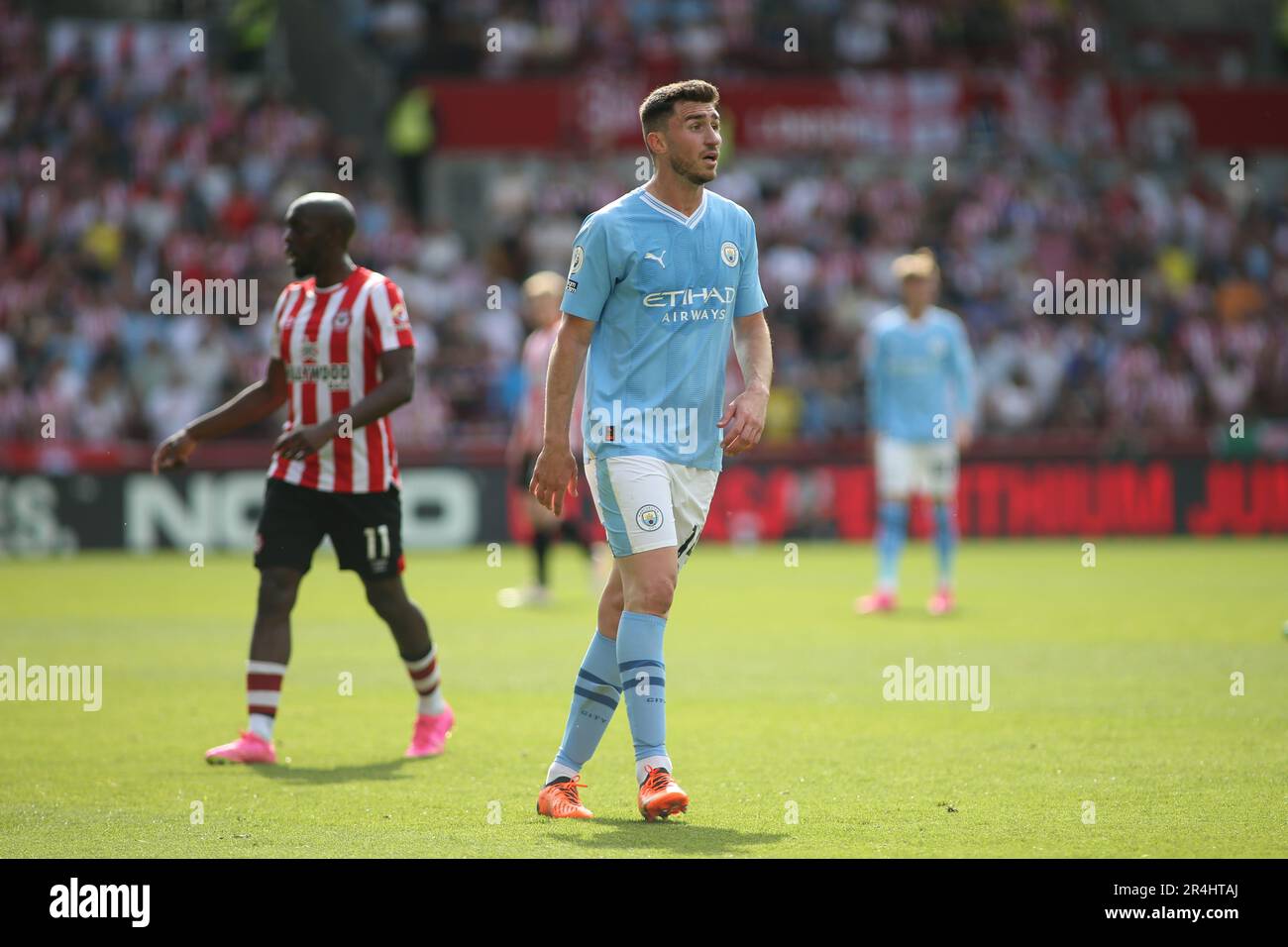 London, UK. 28th May, 2023. Aymeric Laporte of Manchester City during the Premier League match between Brentford and Manchester City at Gtech Community Stadium, London, England on 28 May 2023. Photo by Pedro Soares. Editorial use only, license required for commercial use. No use in betting, games or a single club/league/player publications. Credit: UK Sports Pics Ltd/Alamy Live News Stock Photo