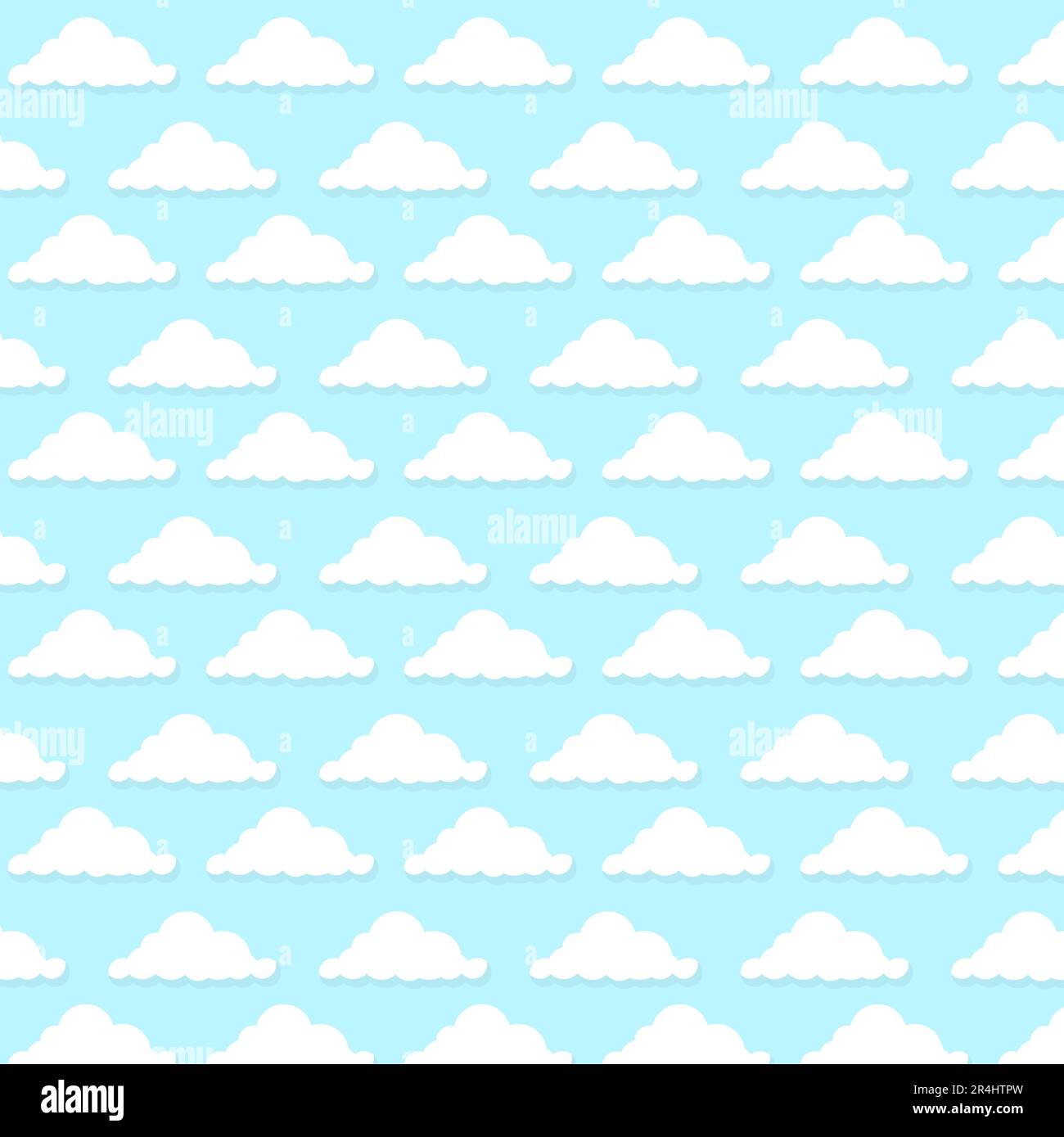 Vector Illustration Of Clouds Pattern and Blue Colors Background. Stock Vector