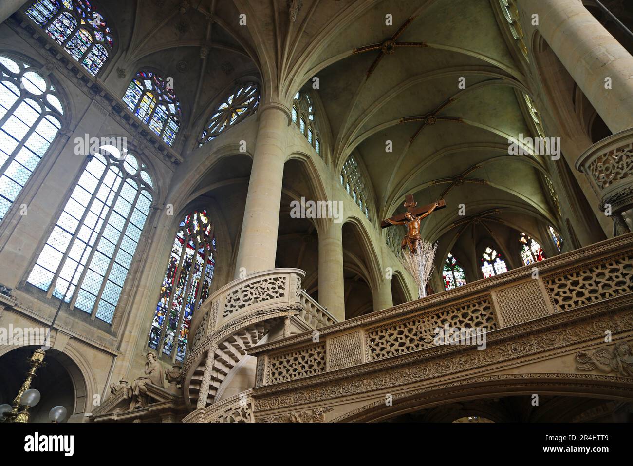 The ceiling over the choir of Saint-Etienne-Du-Mont - Paris, France Stock Photo