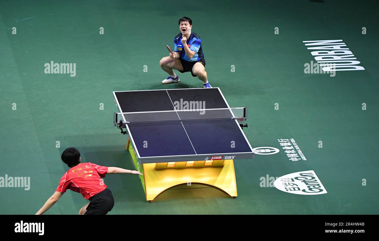 Durban, South Africa. 28th May, 2023. China's Fan Zhendong (R