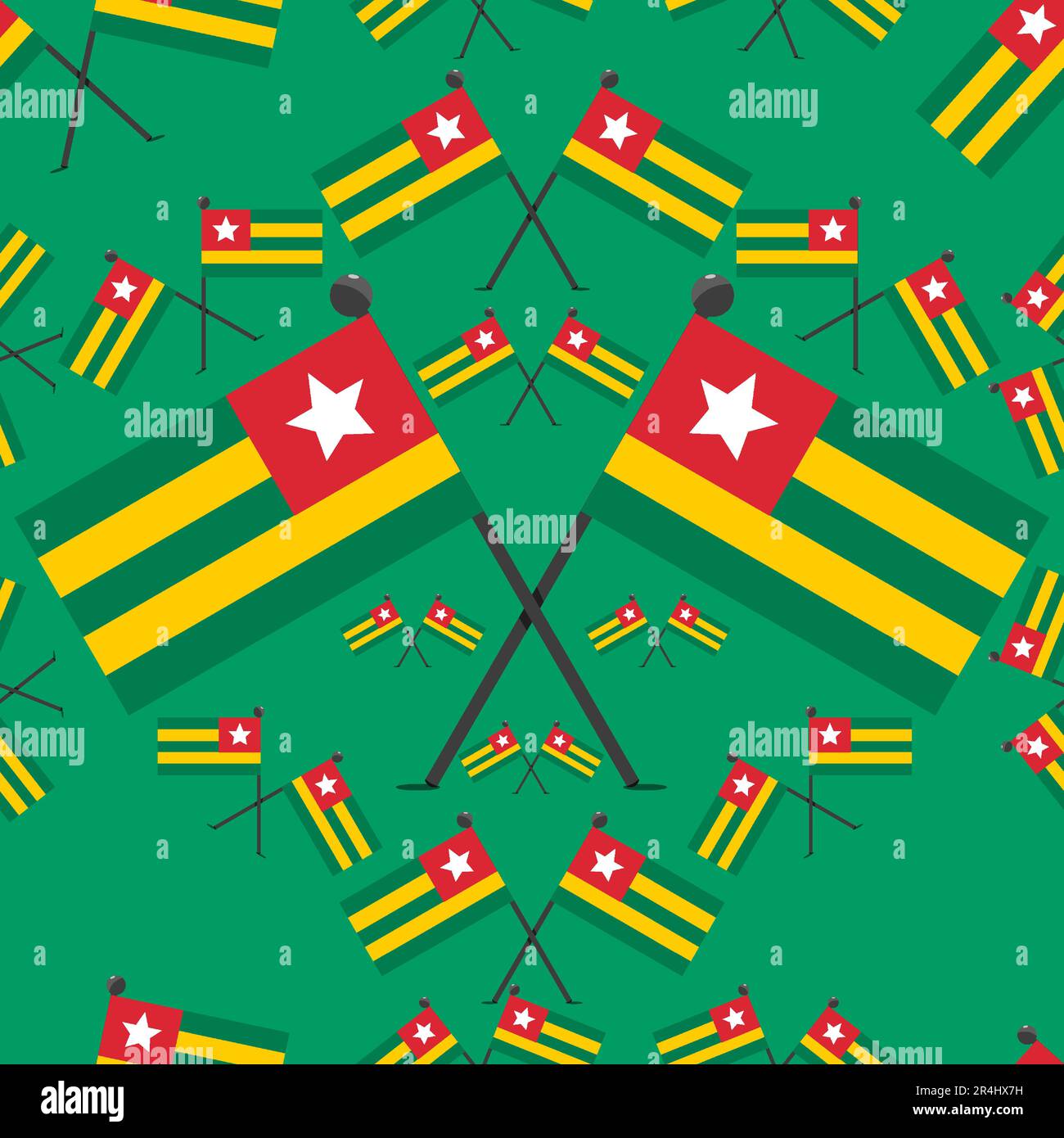 Vector Illustration of Pattern Togo Flags and Green Colors Background Stock Vector