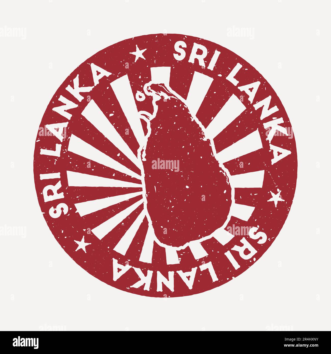 Sri Lanka stamp. Travel red rubber stamp with the map of country