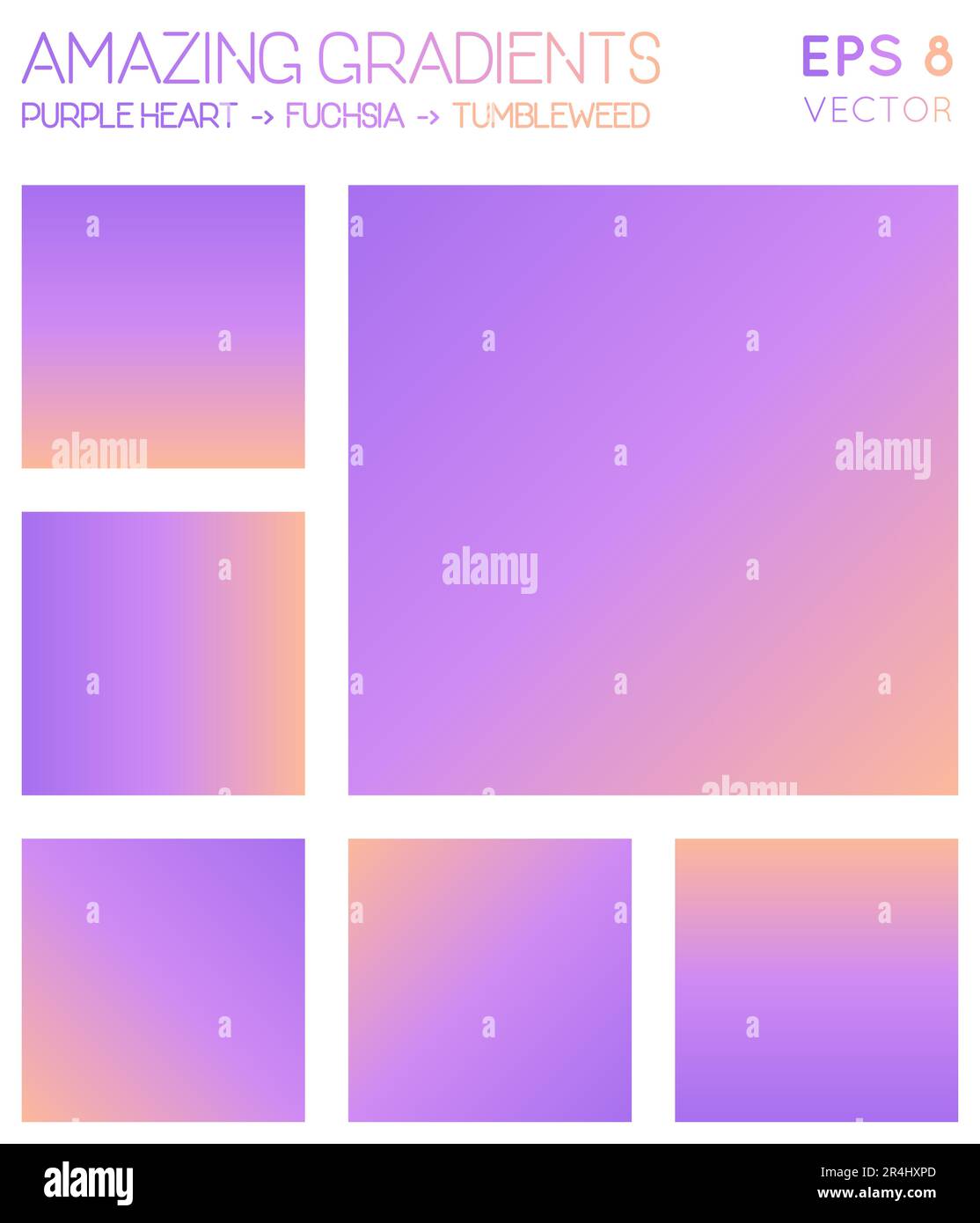 Colorful gradients in purple heart, fuchsia, tumbleweed color tones ...