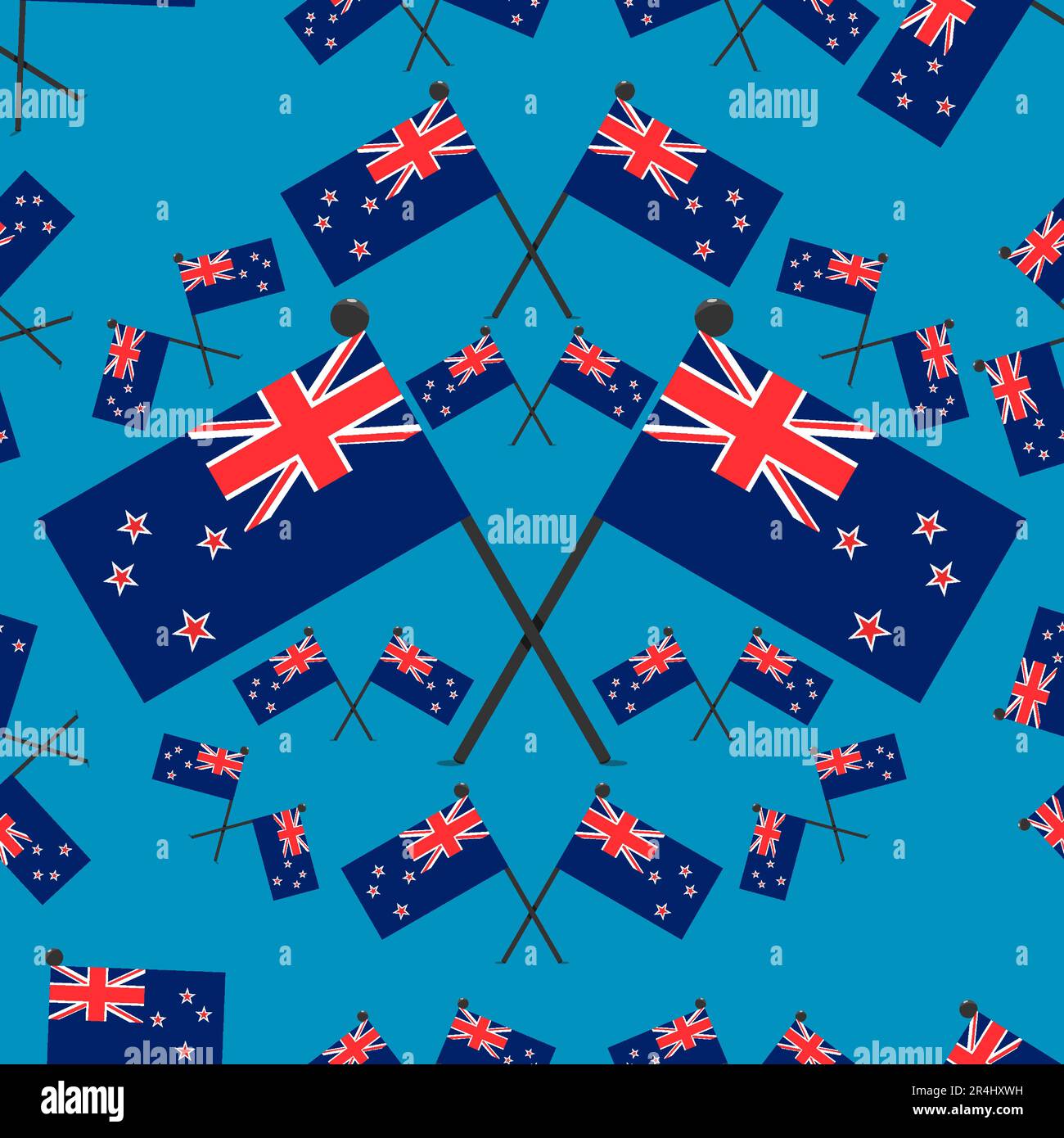 Vector Illustration of Pattern New Zealand Flags and Blue Color