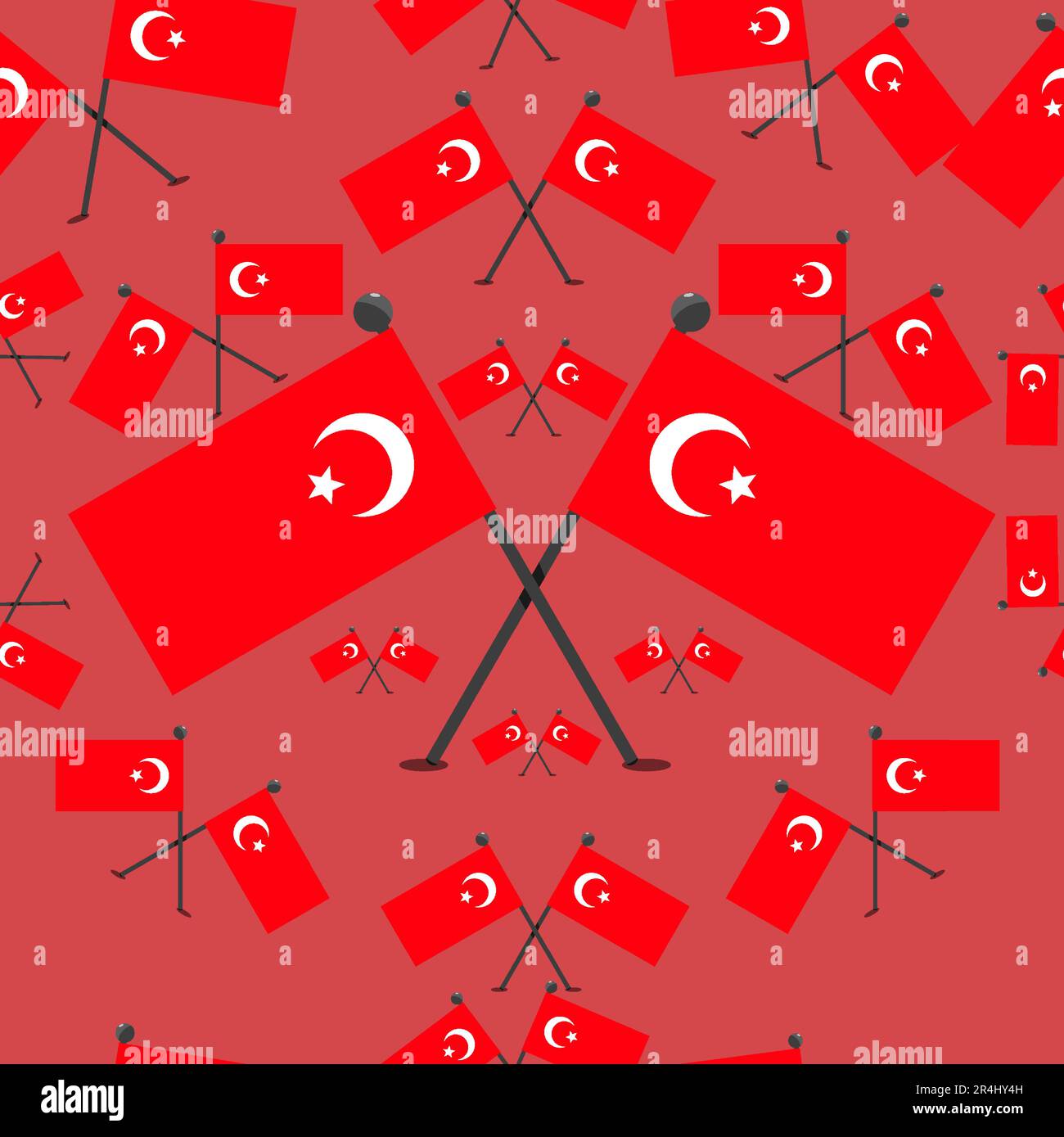 Vector Illustration of Pattern Turkey Flags and Pink Colors Background