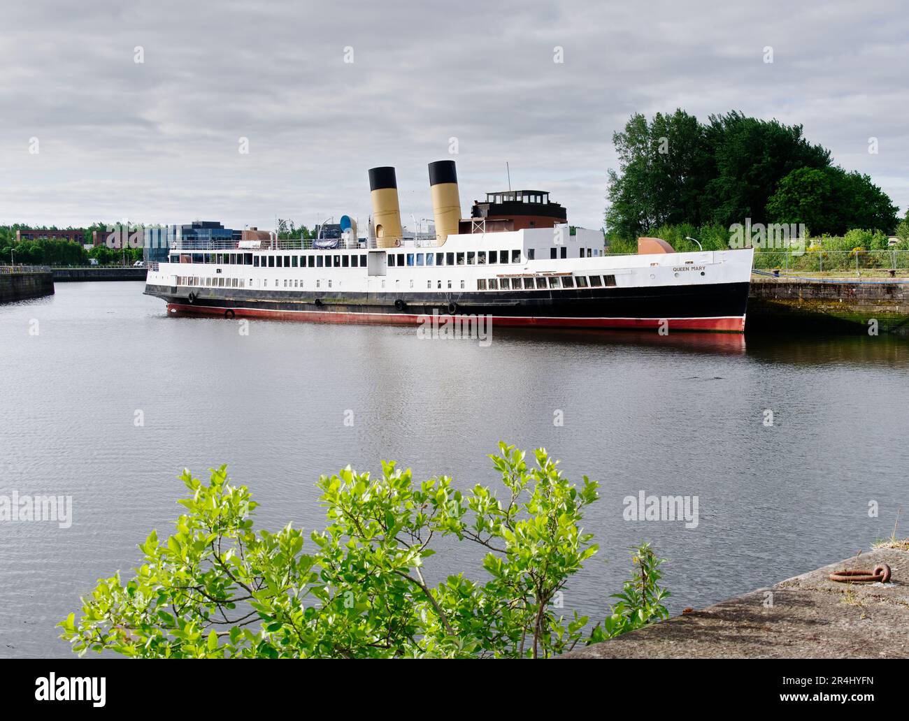 Queen Mary Ship on the River Clyde at the Glasgow Science Centre Stock