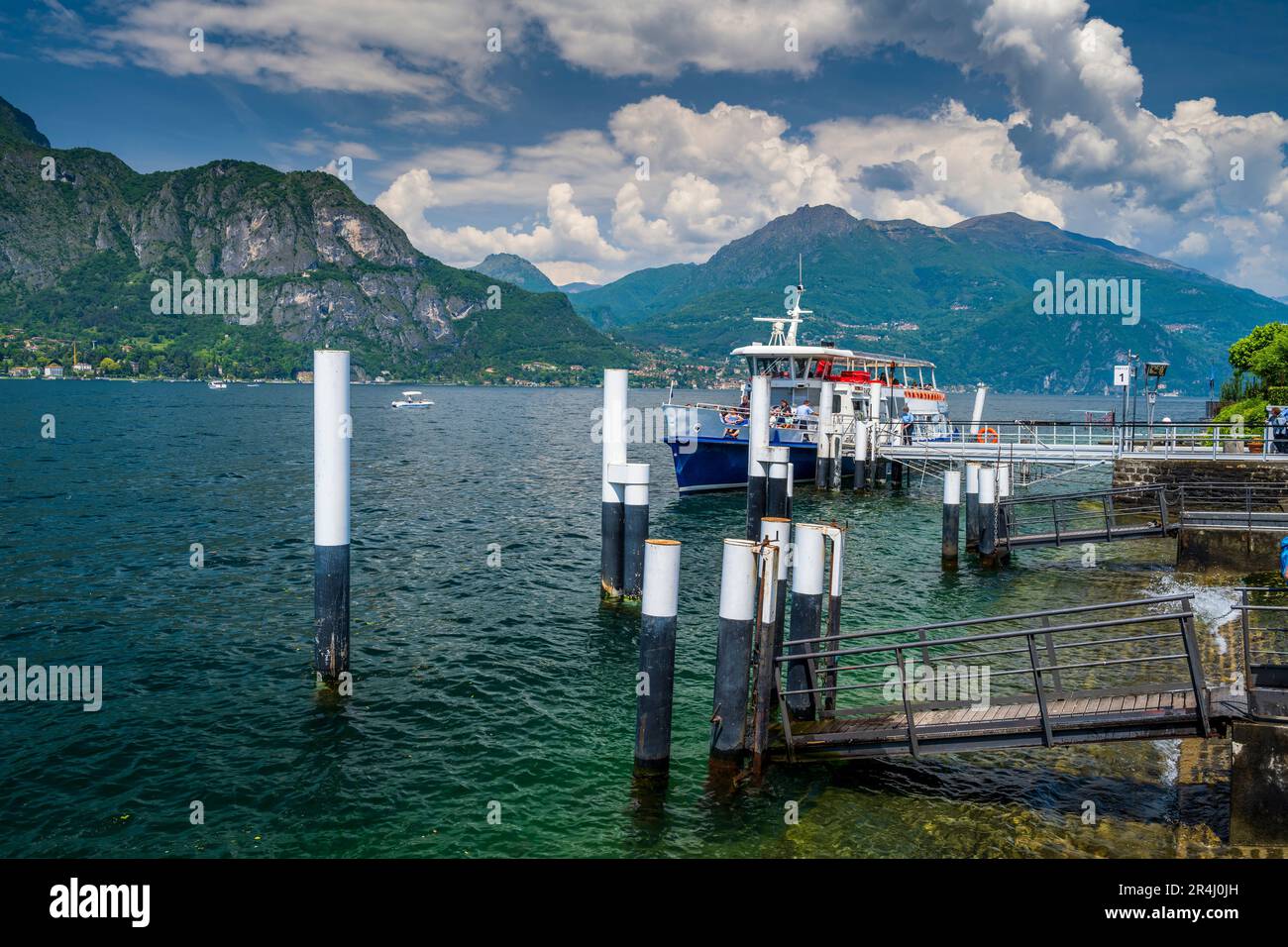 Motorship, Bellagio, Lake Como, Lombardy, Italy Stock Photo