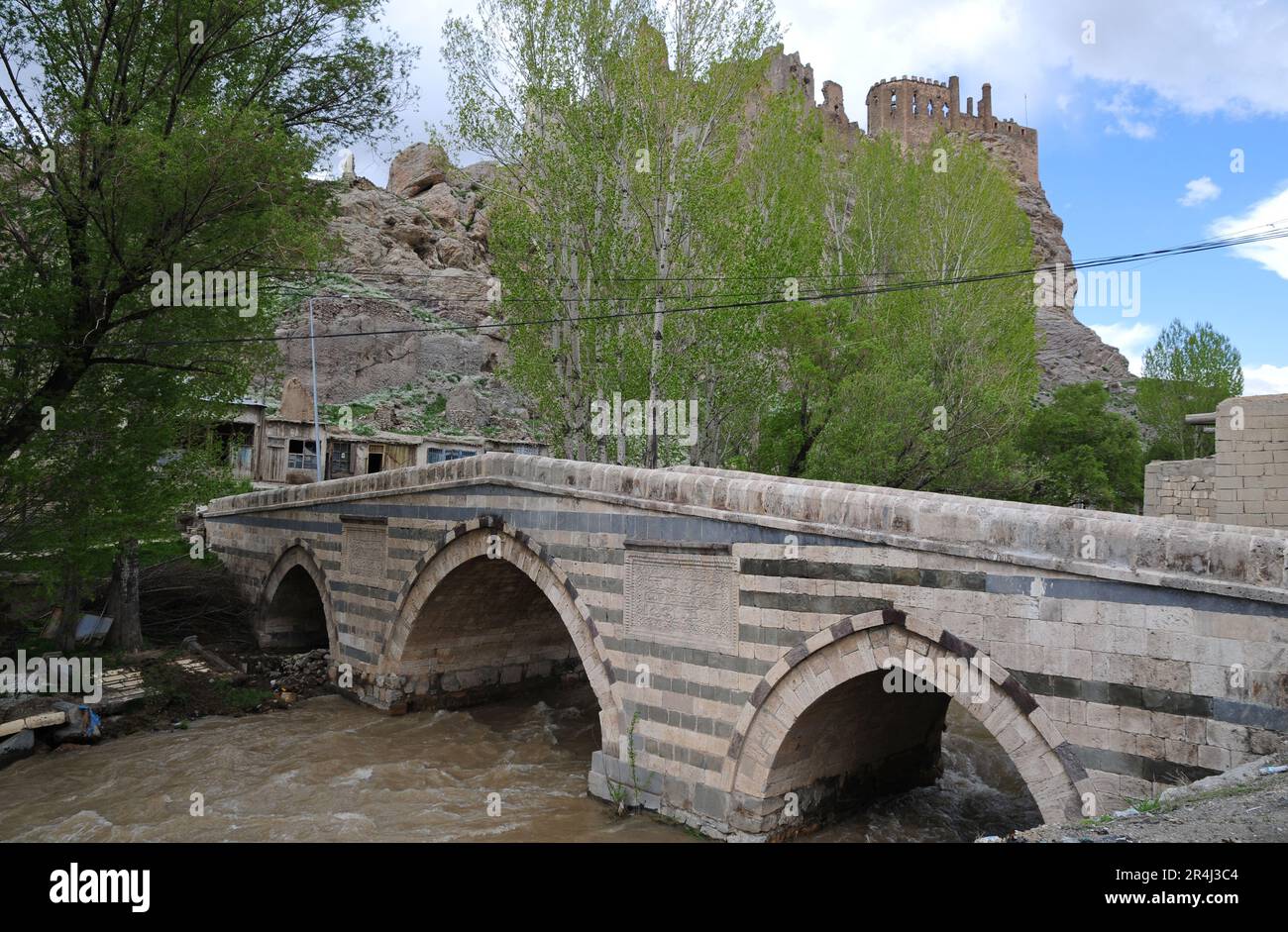 Hosap Bridge in Van, Turkey was built in 1671. Stock Photo