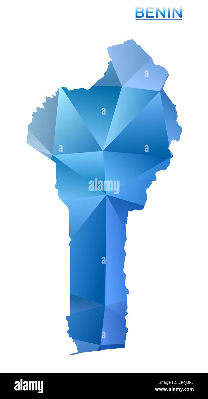 Vector polygonal Benin map. Vibrant geometric country in low poly style. Superb illustration for your infographics. Stock Vector