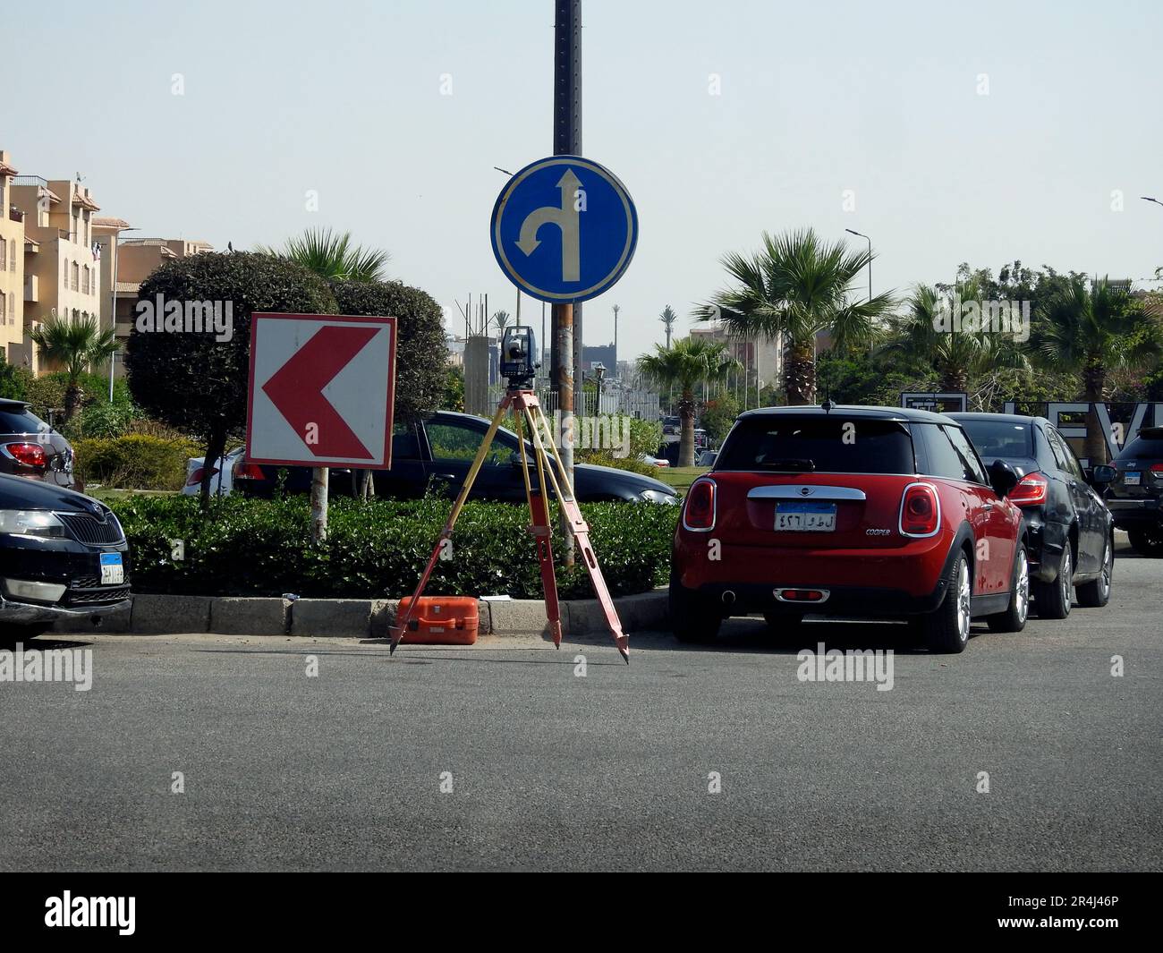 Cairo, Egypt, May 20 2023: Land leveling equipment, Levelling is a ...