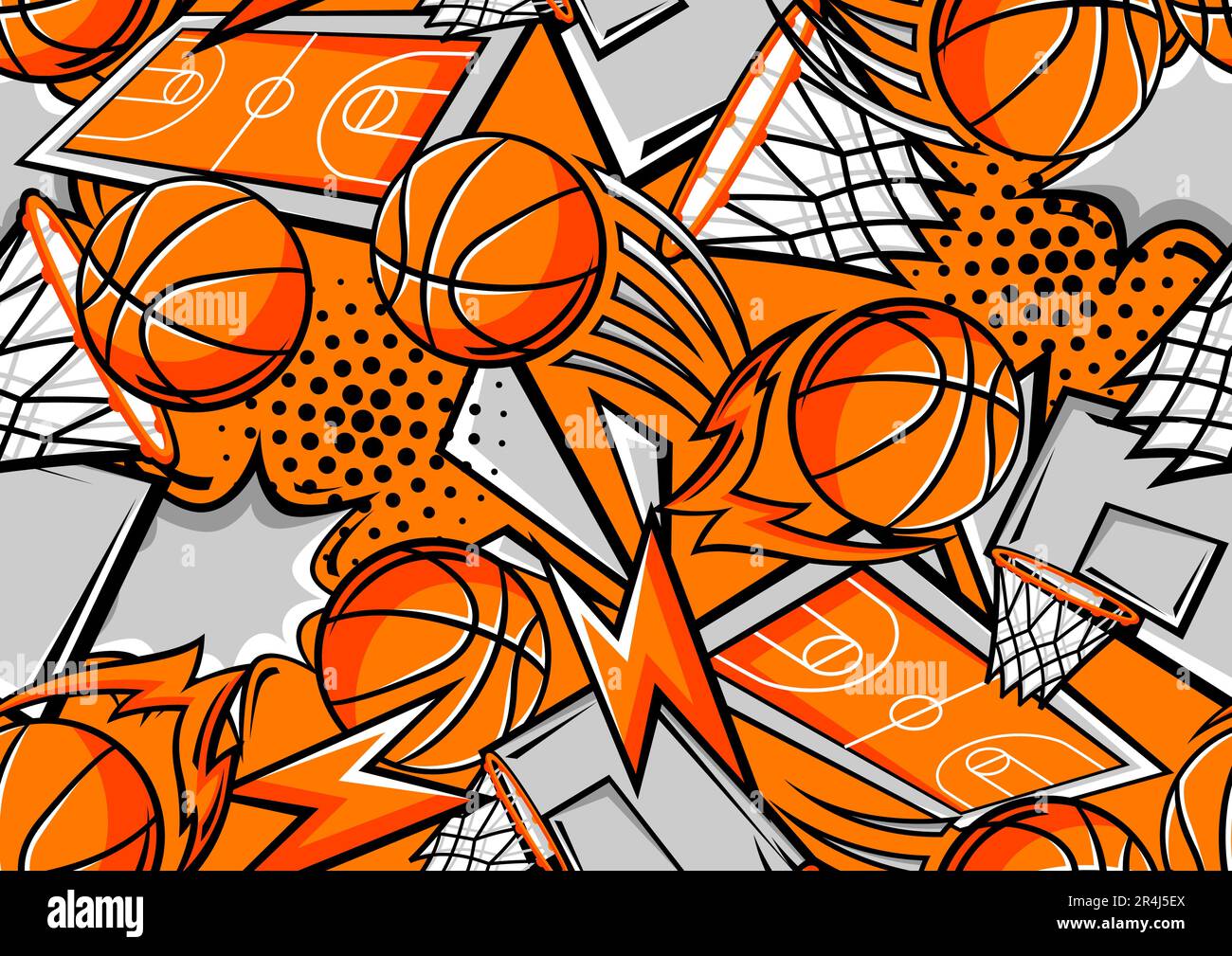 Pattern with basketball items. Sport club illustration Stock Vector ...