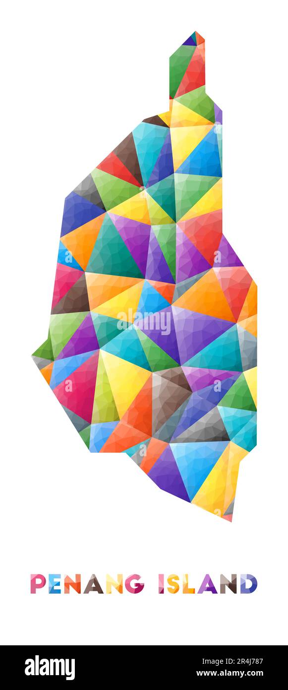 Penang Island - colorful low poly island shape. Multicolor geometric