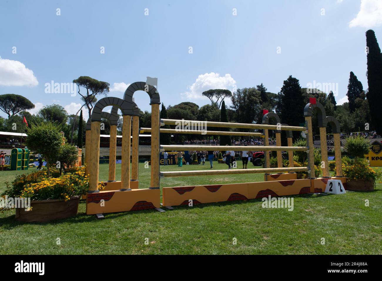 Rome, Italy. 28th May, 2023. ROME ROLEX GRAND PRIX 2023 INTERNATIONAL, Equestrian jumping, Piazza di Siena, Rome, Italy, may 28 2023. First round, fence on playground. Photo Credit: Fabio Pagani/Alamy Live News Credit: Fabio Pagani/Alamy Live News Stock Photo