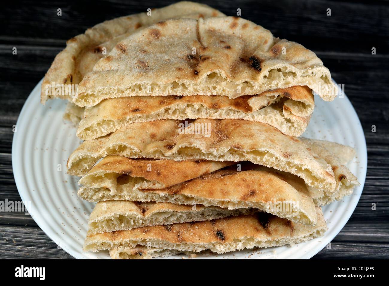Traditional Egyptian flat bread with wheat bran and flour, regular Aish
