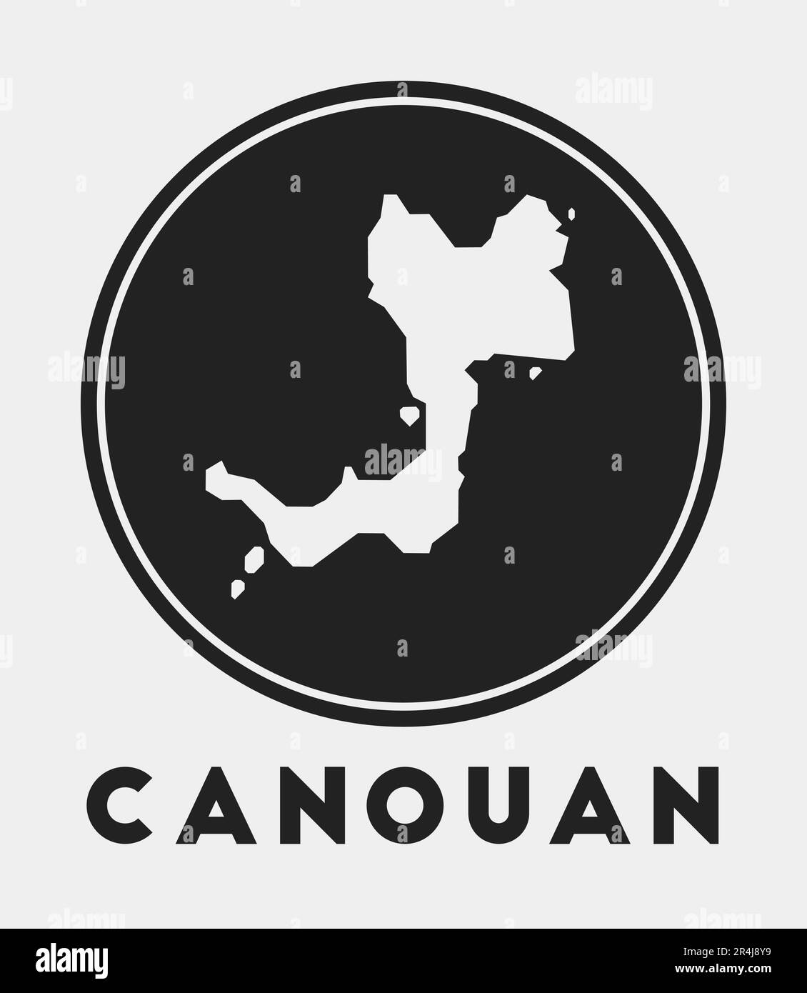 Canouan icon. Round logo with island map and title. Stylish Canouan ...