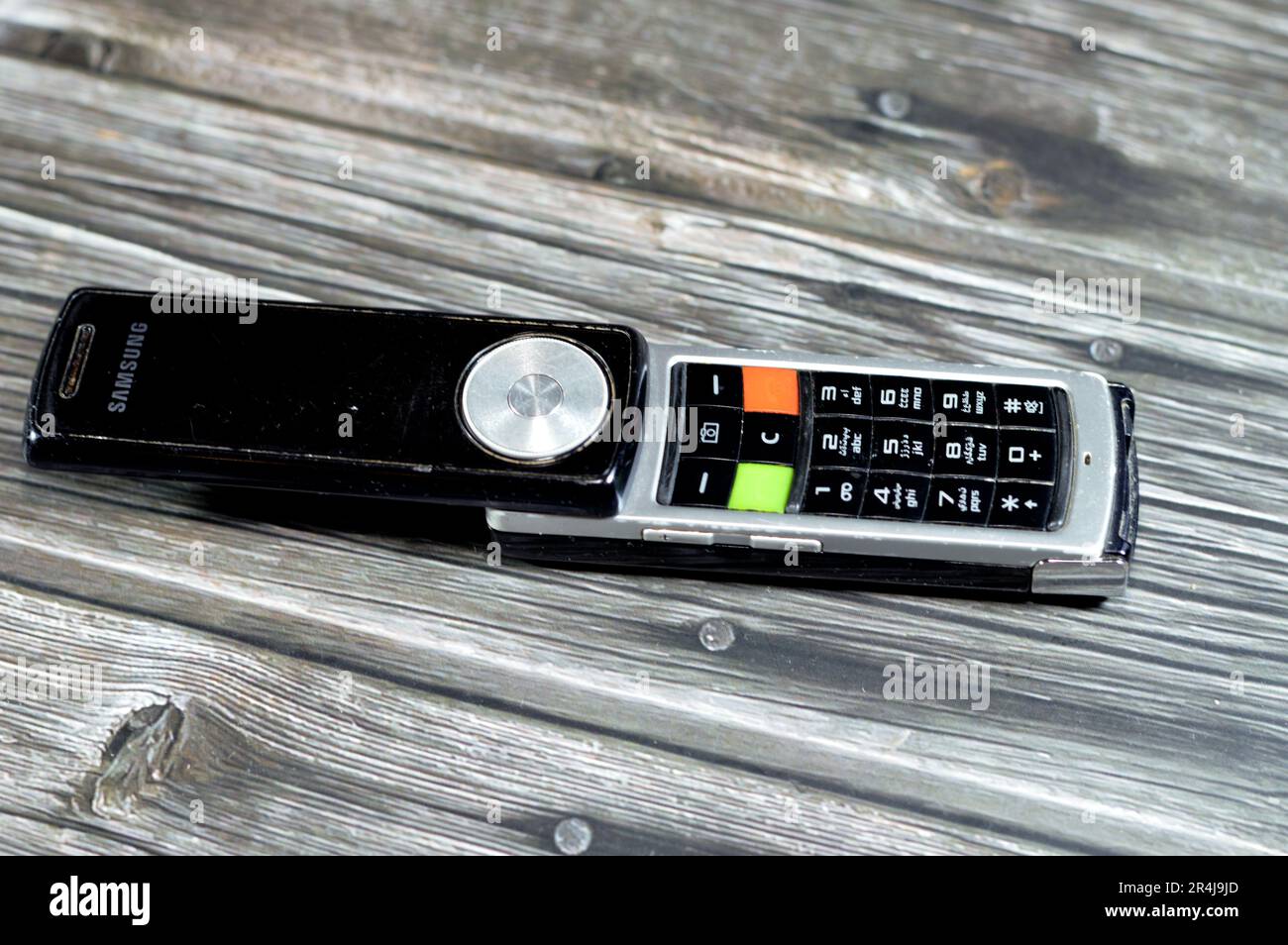 Cairo, Egypt, May 26 2023 Old rotating sliding Samsung mobile cell