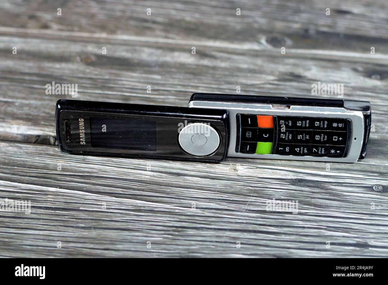 Cairo, Egypt, May 26 2023: Old rotating sliding Samsung mobile cell