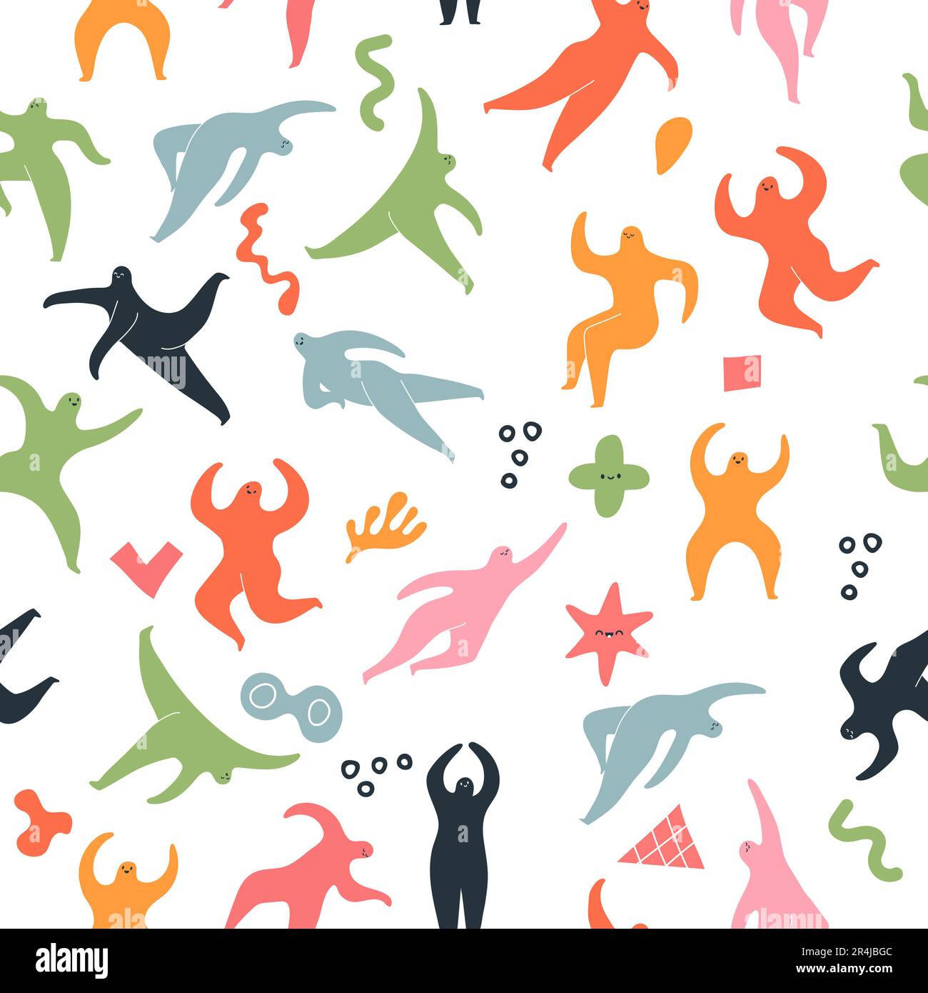 Abstract people pattern. various stylized forms different shapes ...