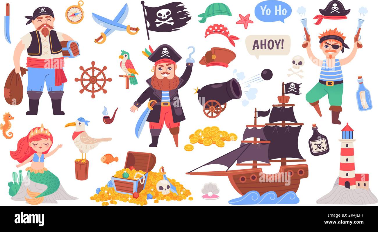 https://c8.alamy.com/comp/2R4JEFT/pirate-adventure-collection-doodle-pirates-cute-sticker-marine-set-kid-piracy-ship-decor-child-piratin-sea-treasure-mermaid-ocean-sailing-vector-illustration-of-collection-pirate-adventure-2R4JEFT.jpg