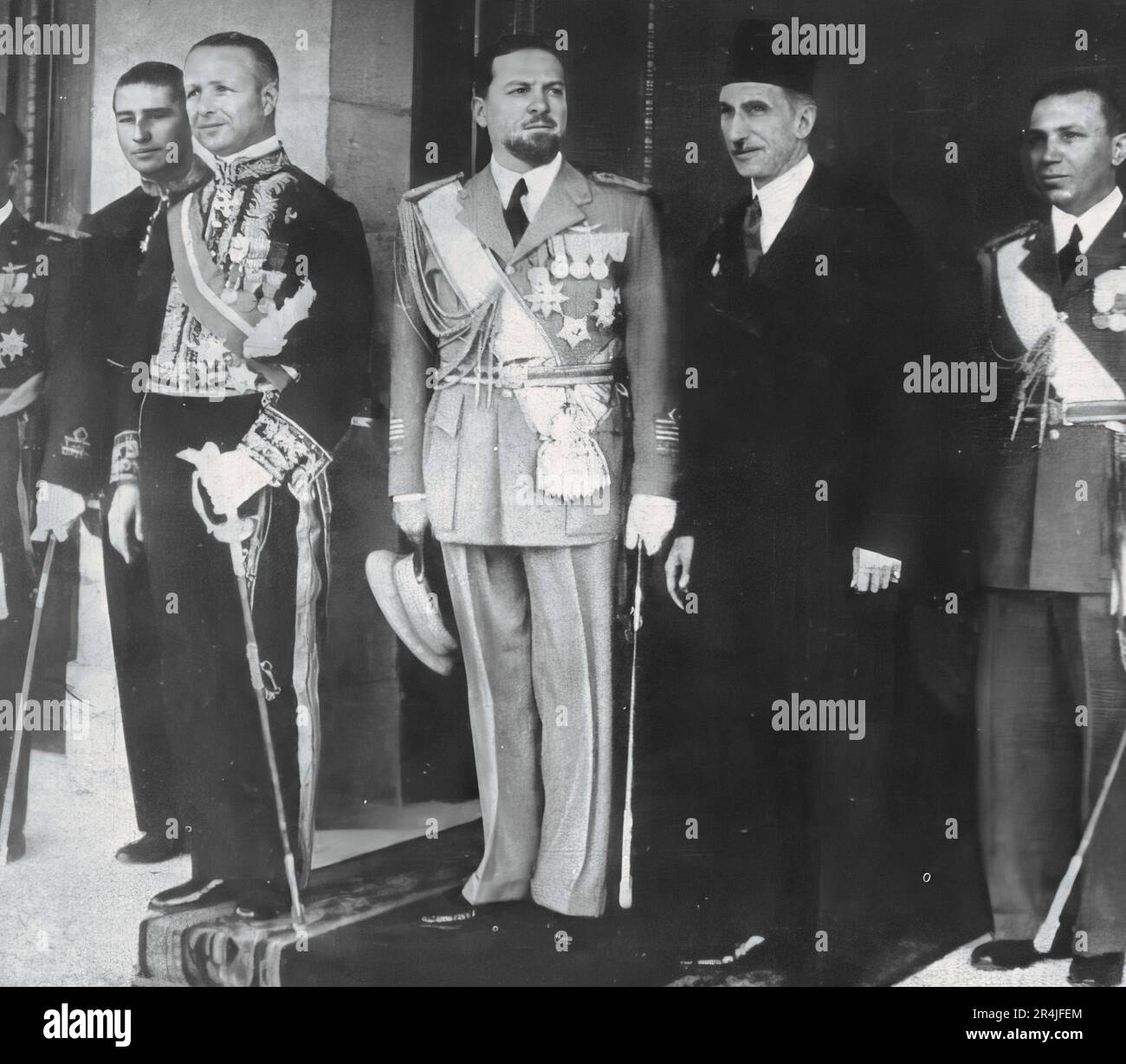 1939, Marshal Italo Balbo in Egypt together with the Egyptian emperor Faruk. Stock Photo