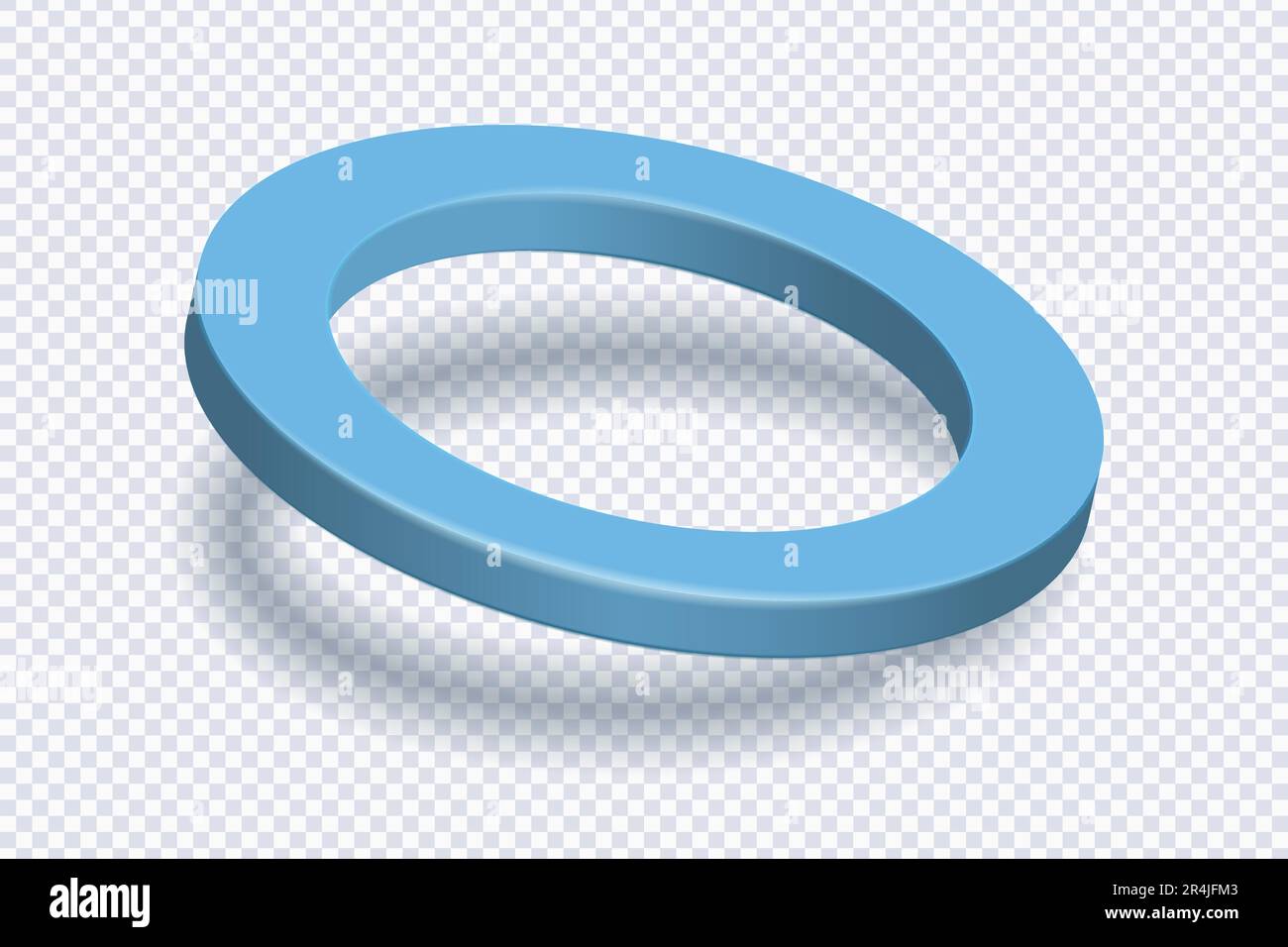 Blue ring logo. Modern design element in shape of 3d torus isolated on