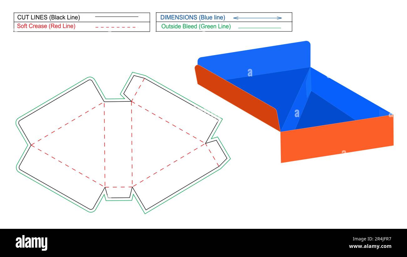 Pizza Box, quarter pizza box die line template and 3D vector render box