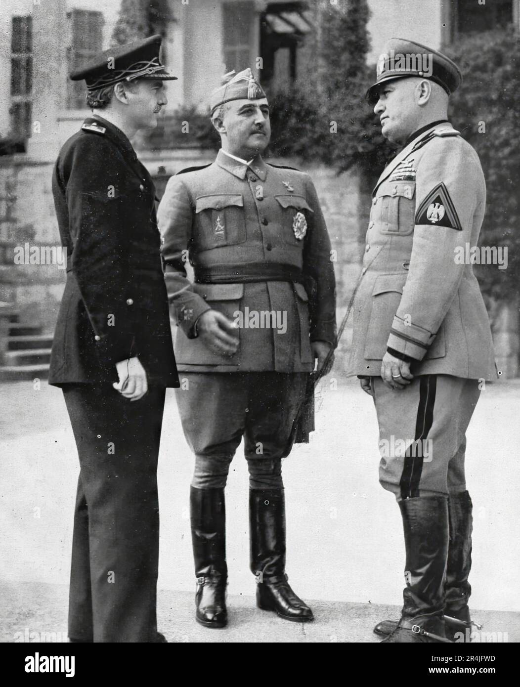 The Italian dictator Benito Mussolini (il duce) together with the Spanish dictator Francisco Franco Stock Photo