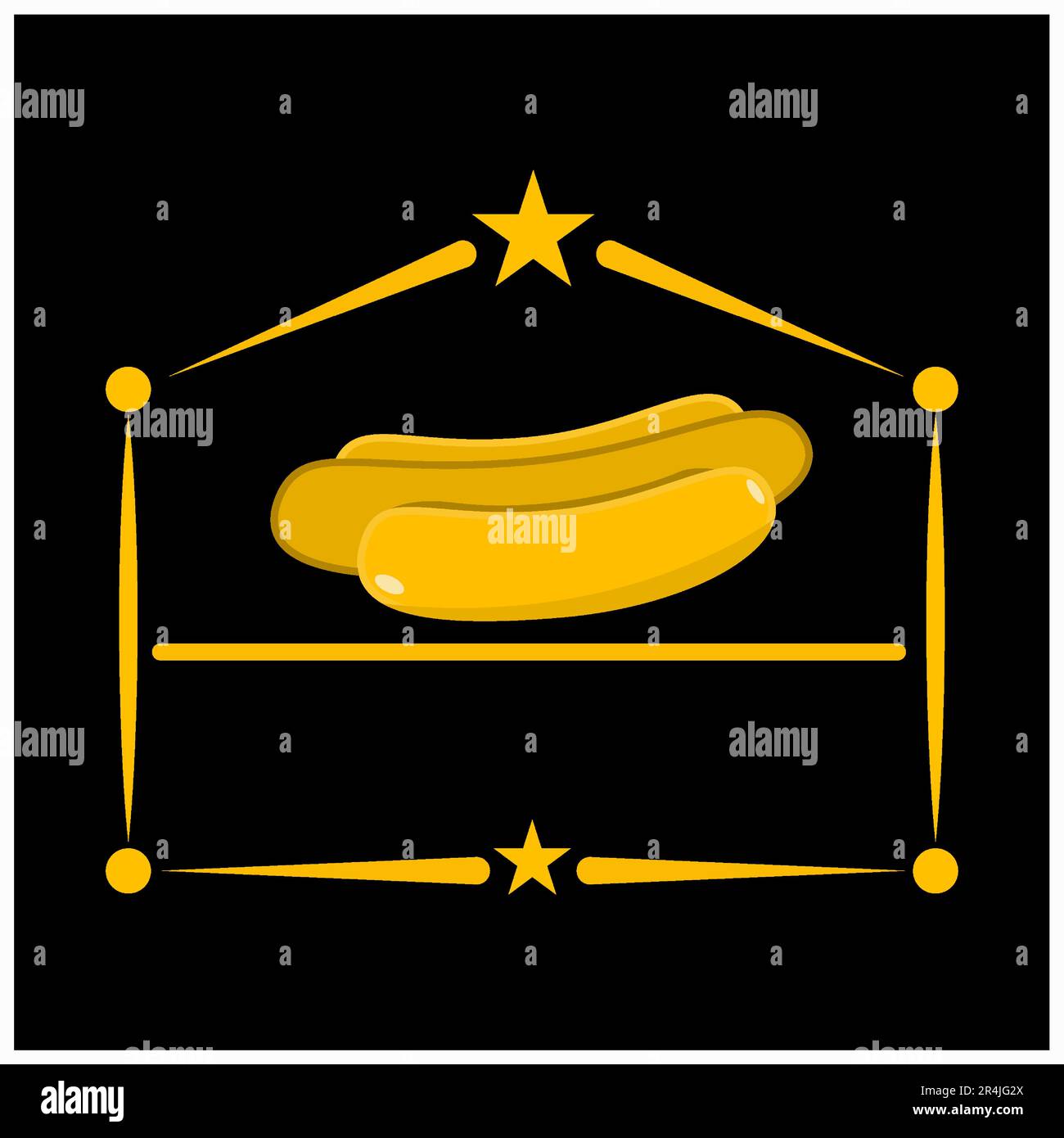Vector Illustration og Hot Dog Logo, Yellow, Gold and Black Colors Bakcground Stock Vector