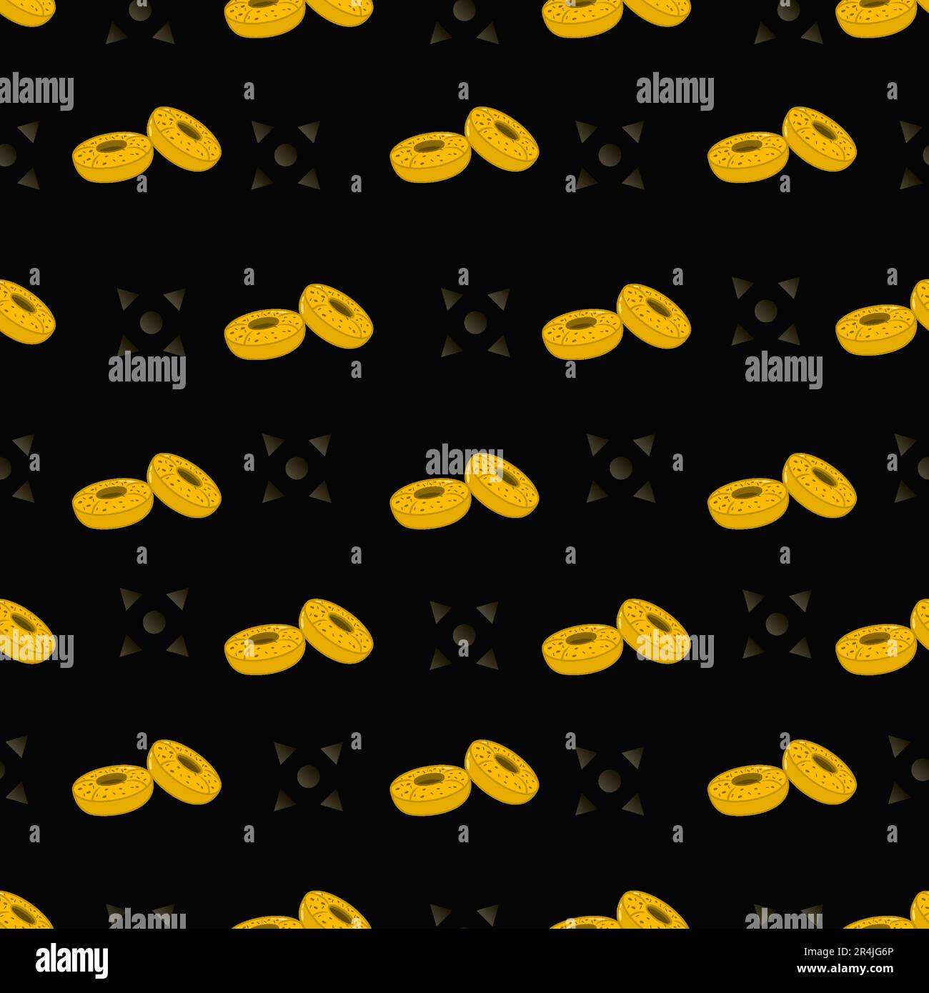 Vector Illustration of Donuts Icon Pattern, Yellow, Gold and Black ...