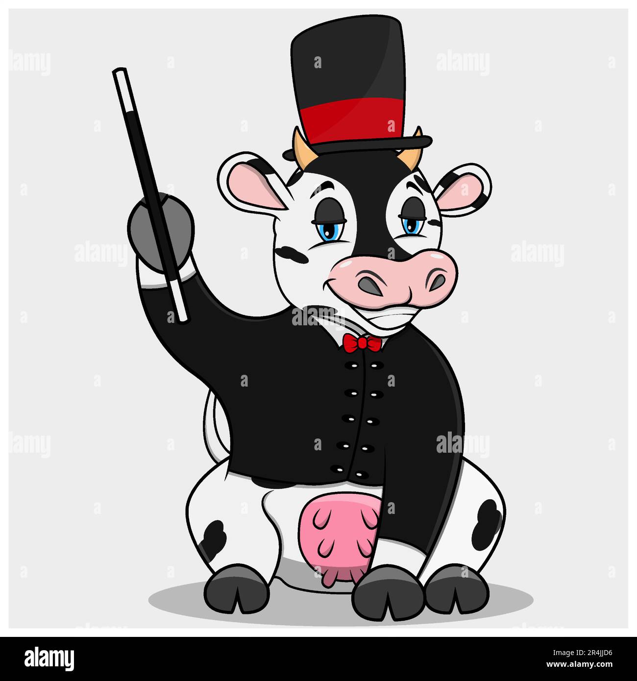 Character Cow With Magician Custome, White Colors Background, Mascot, Icon, Character or Logo, Vector and Illustration. Stock Vector