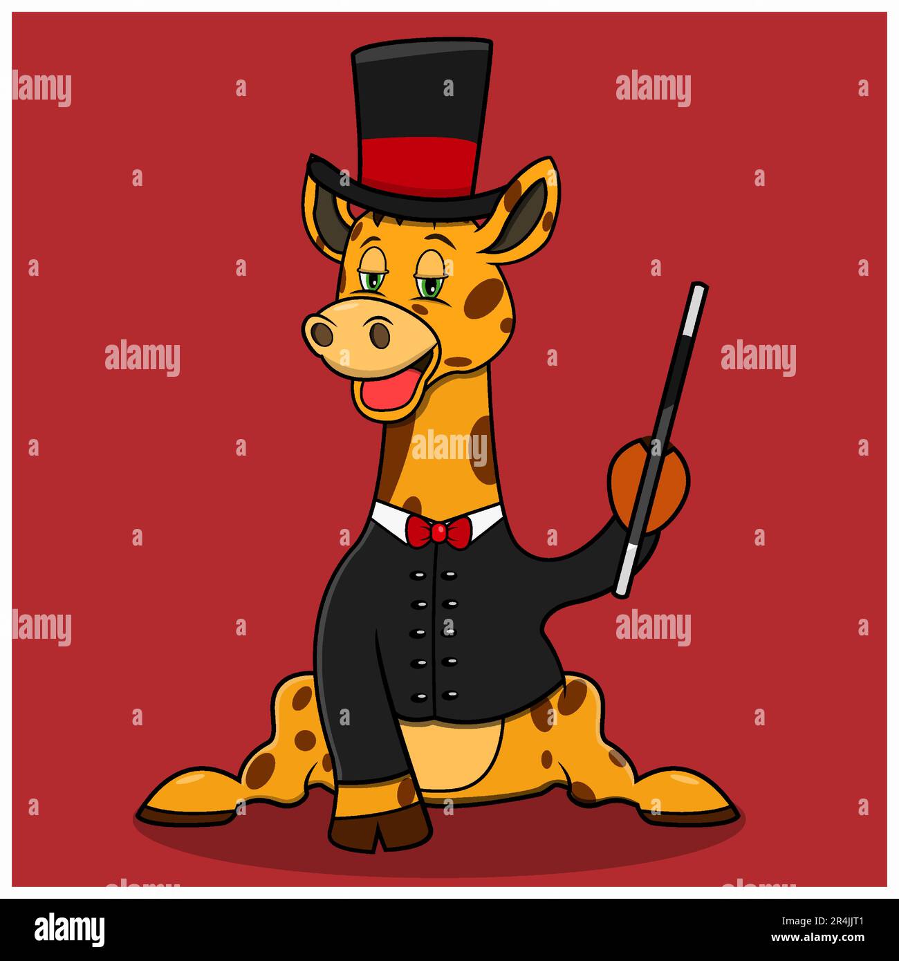 Character Giraffe With Magician Custom and Relax Expression, Red Colors ...