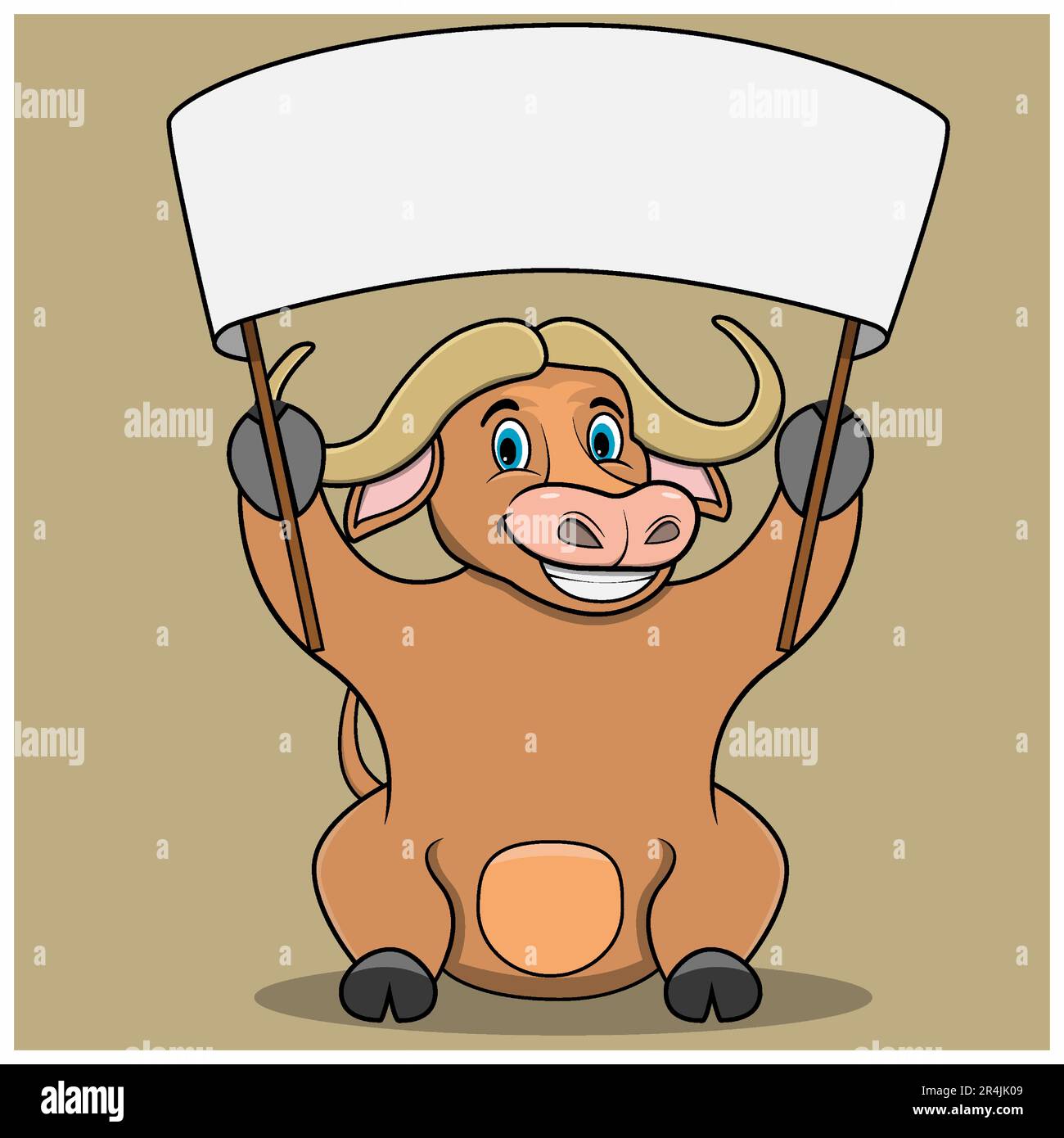 Character Bufallo Bring Big Blank Sign Wood, Light Brown Colors ...