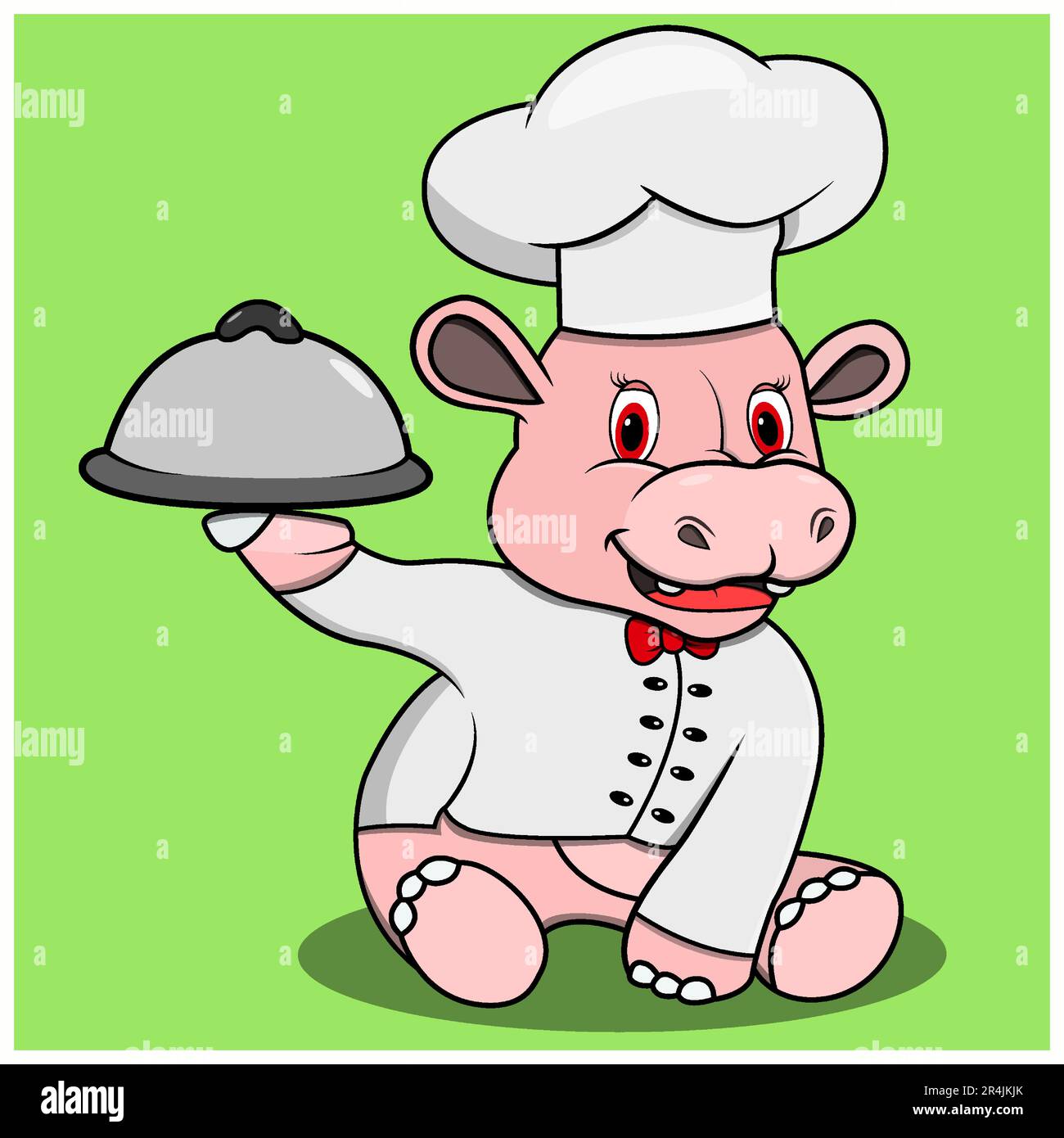 Character Hippopotamus With Chef Custom Green Colors Background character-hippopotamus-with-chef-custom-green-colors-background