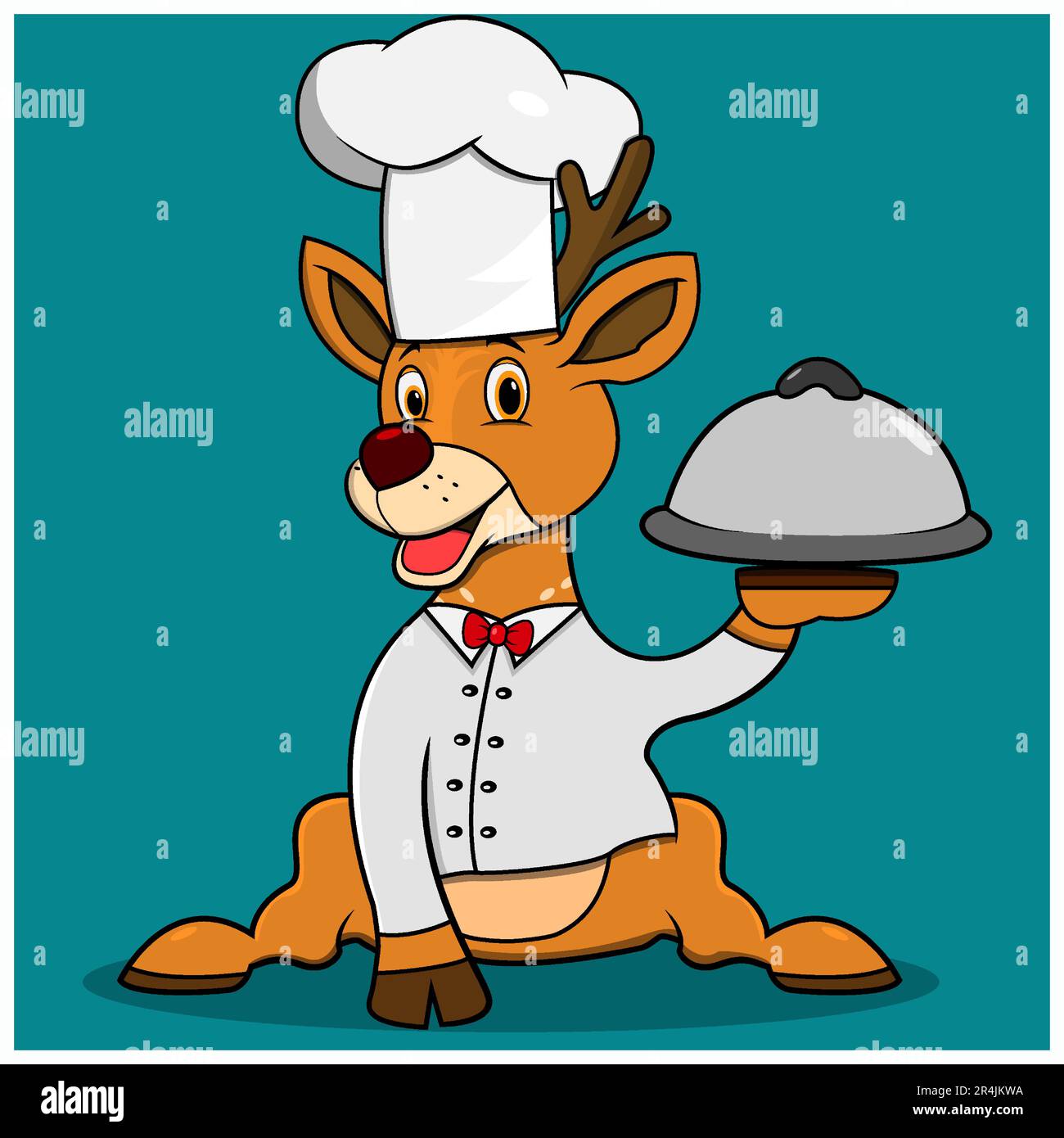 Character Deer With Chef Custom , Blue Colors Background, Mascot, Icon ...