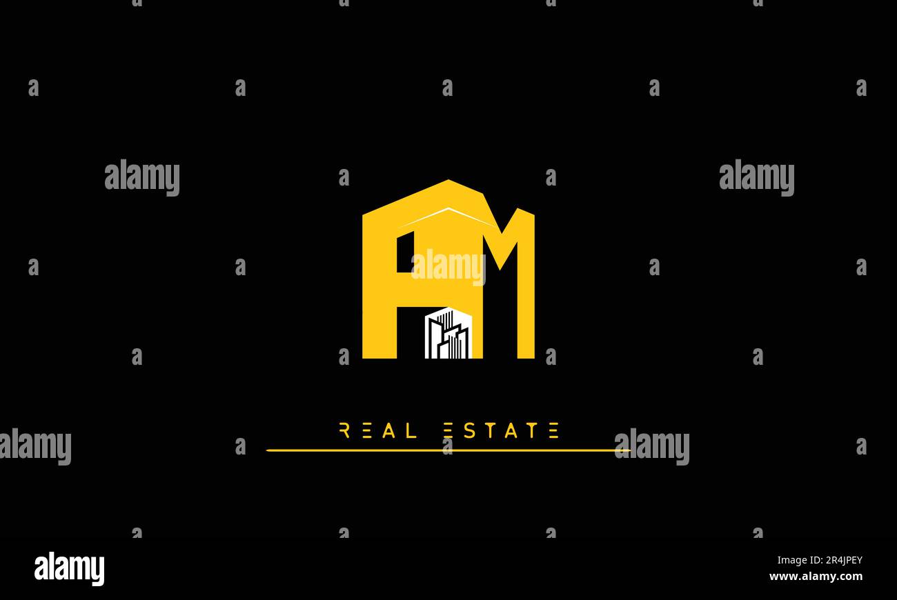 Real Estate letters Modern Creative logo PM , MP Stock Vector