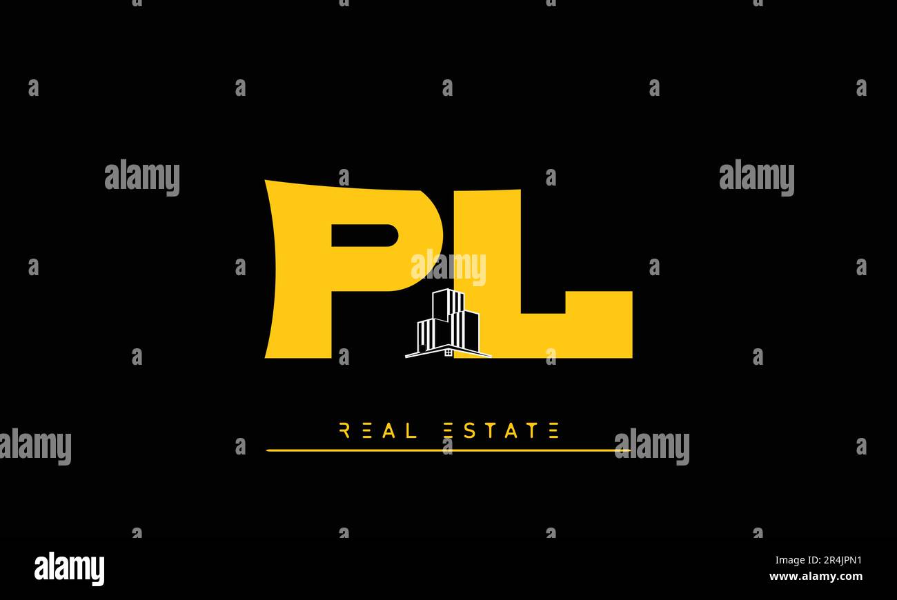 Real Estate letters Modern Creative logo PL , LP Stock Vector