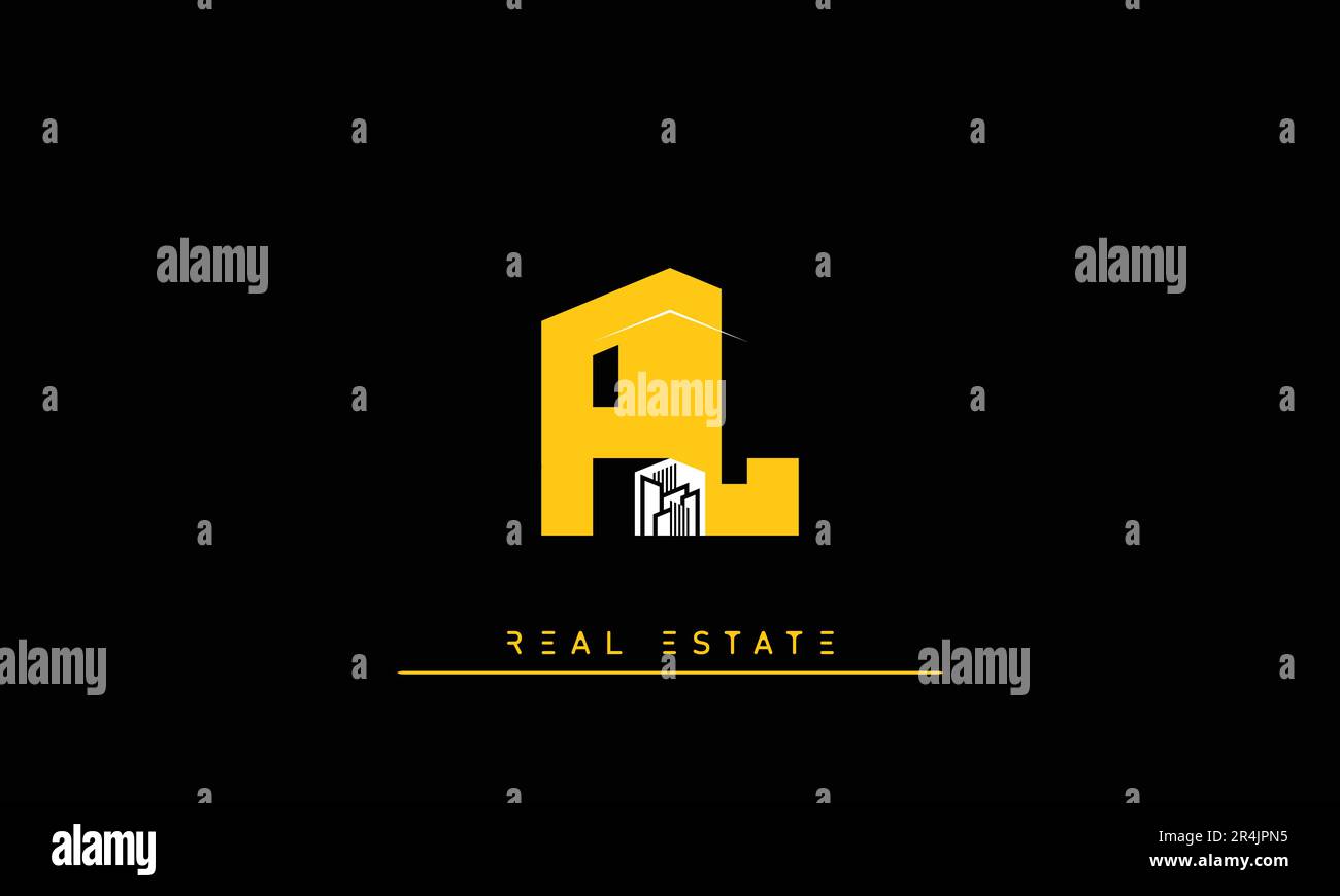 Real Estate letters Modern Creative logo PL , LP Stock Vector