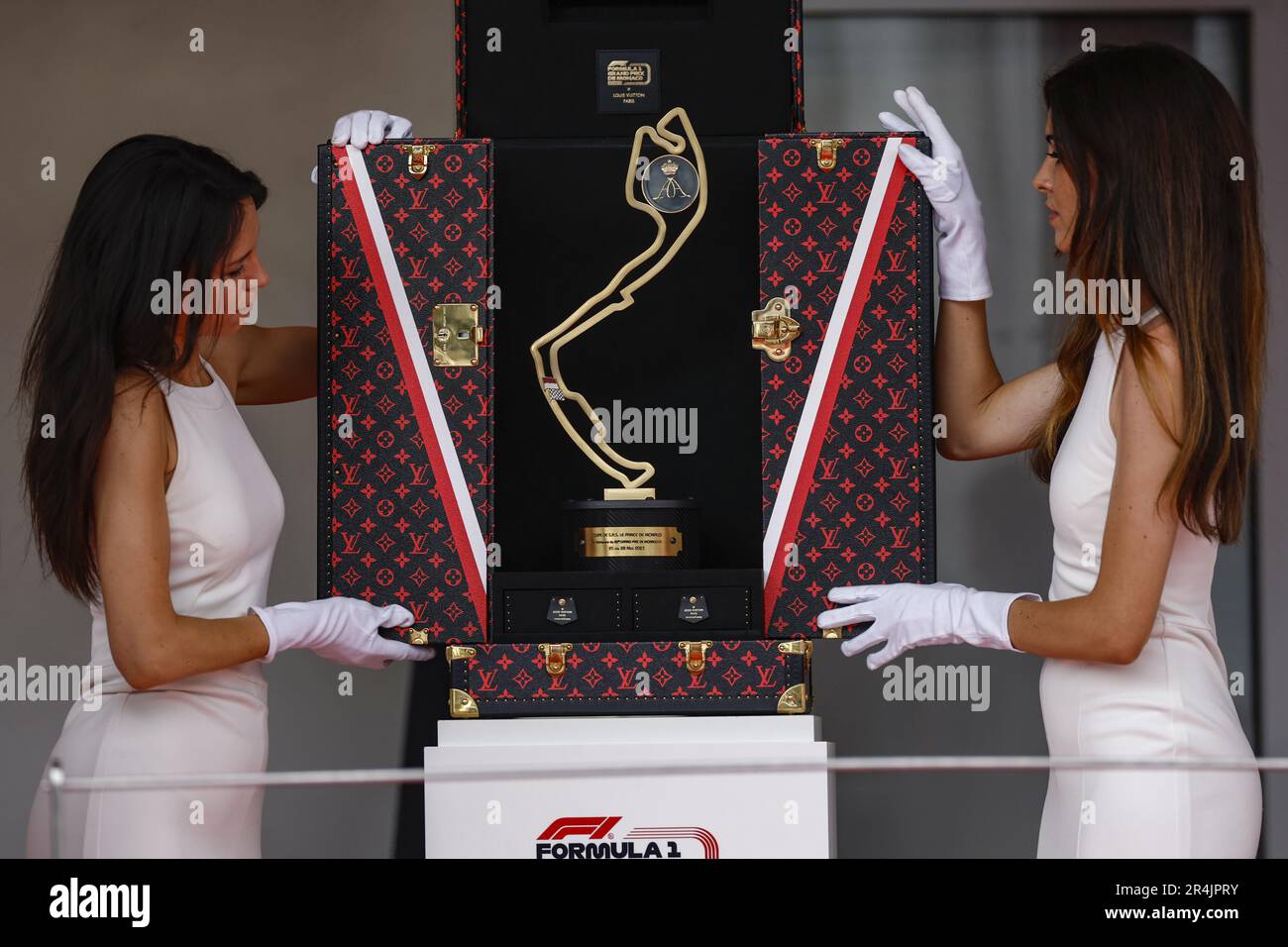 The trophy on the podium during the Formula 1 Grand Prix de Monaco 2023,  6th round of the 2023 Formula One World Championship from May 26 to 28,  2023 on the Circuit