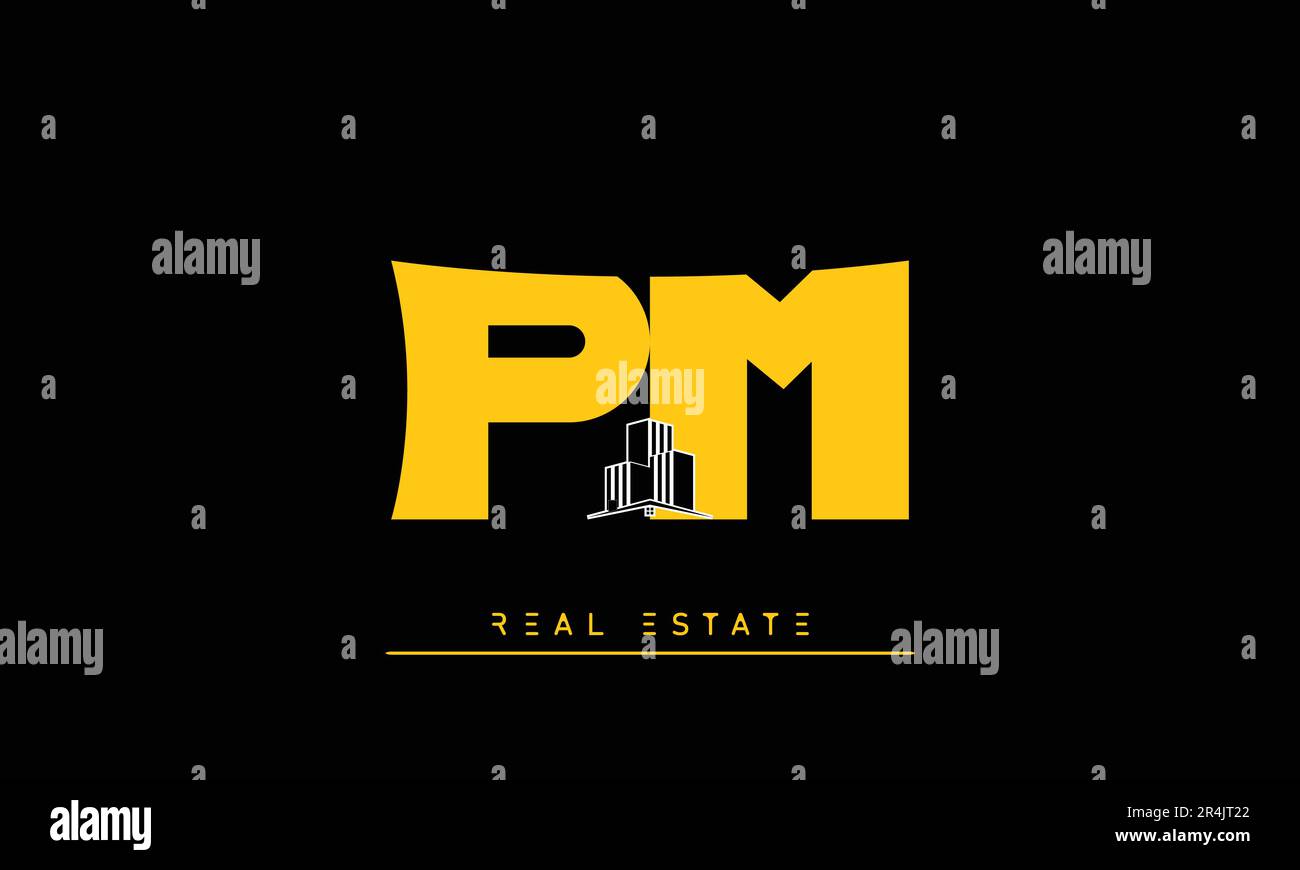 Real Estate letters Modern Creative logo PM , MP Stock Vector Image