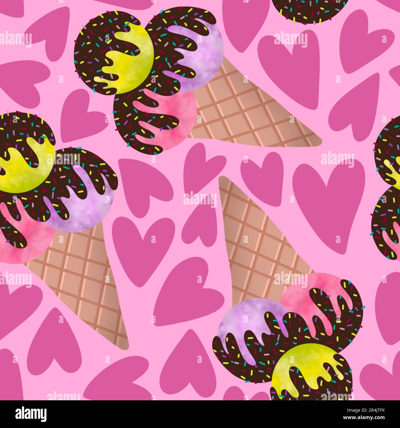 Summer cartoon seamless ice cream pattern for wallpaper and wrapping ...