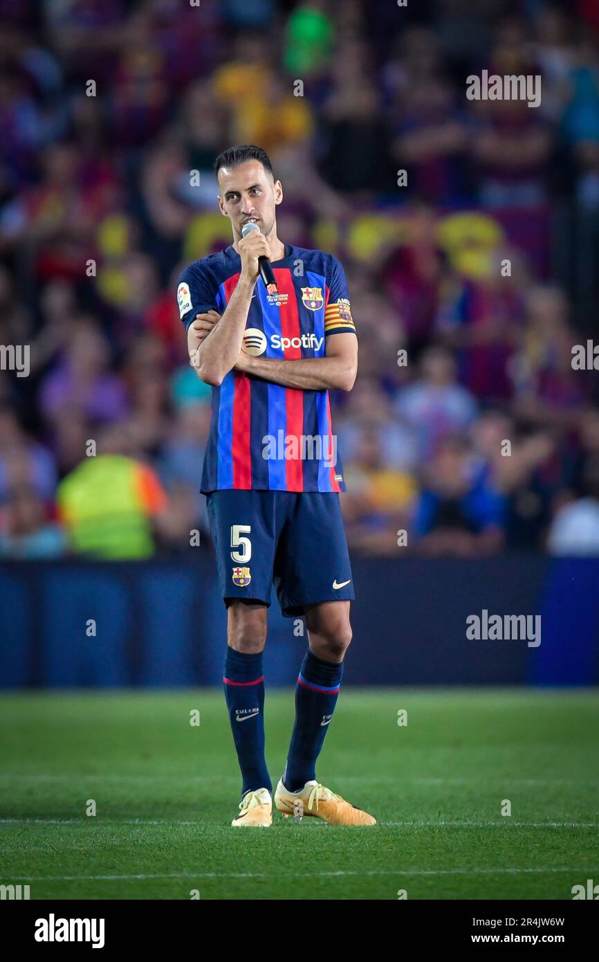 Barcelona, Spain. 28th May, 2023. Sergio Busquets (FC Barcelona) and