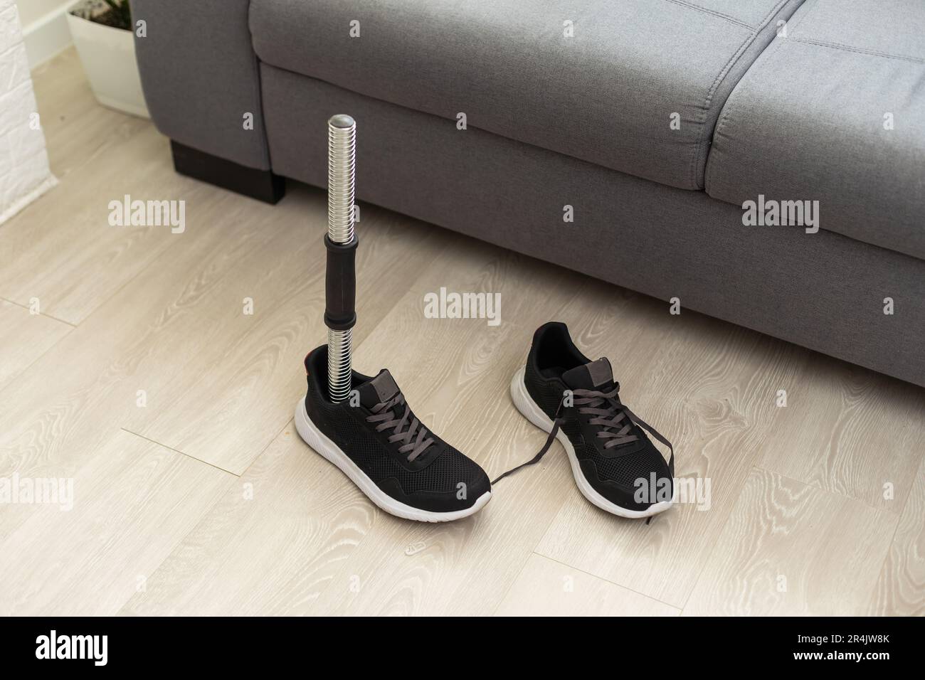 Above knee prosthesis. modern leg prosthesis Stock Photo