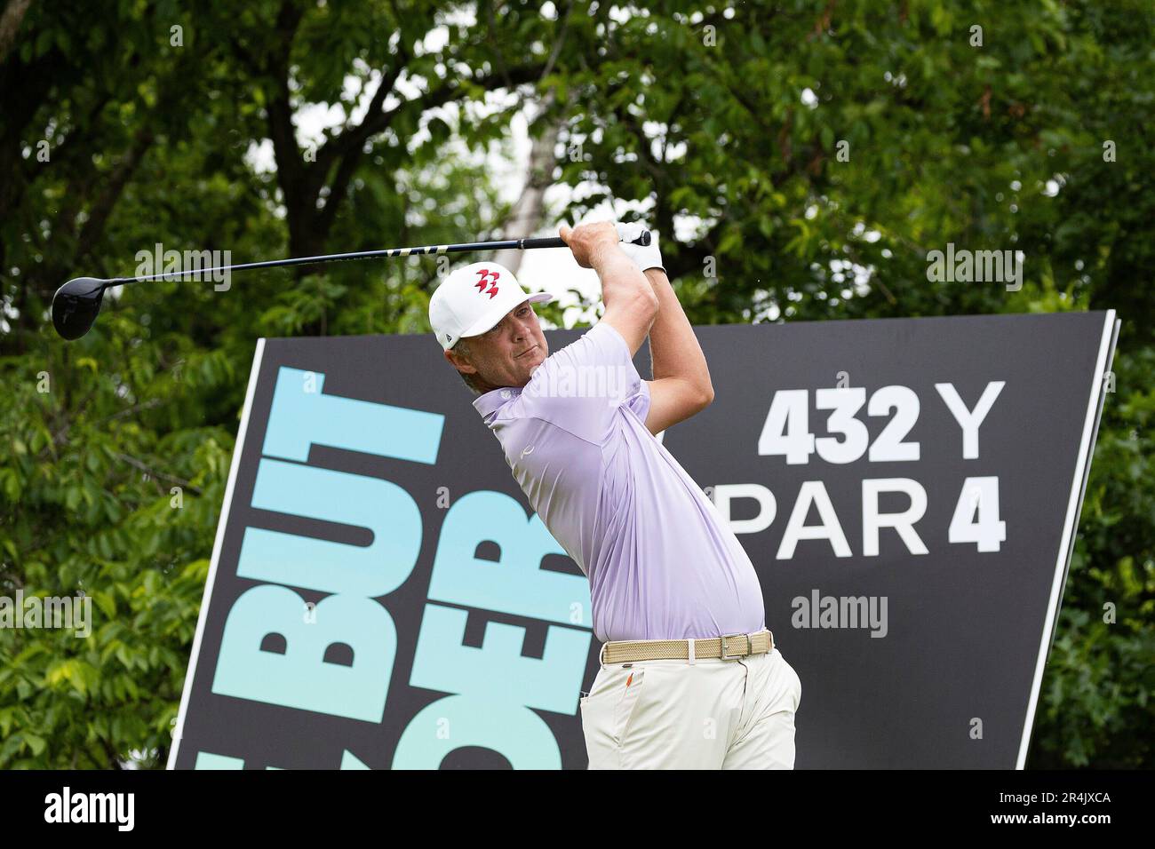 Matt Jones of Ripper GC hits his shot from the 14th tee during the